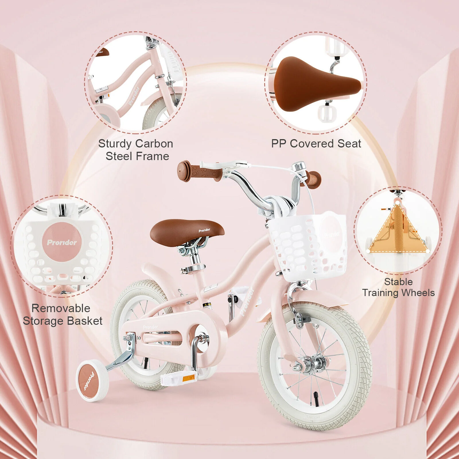 HONEY JOY 30cm Kids Bike Ride On Bicycle Training Wheels w/Removable Basket - Image 6