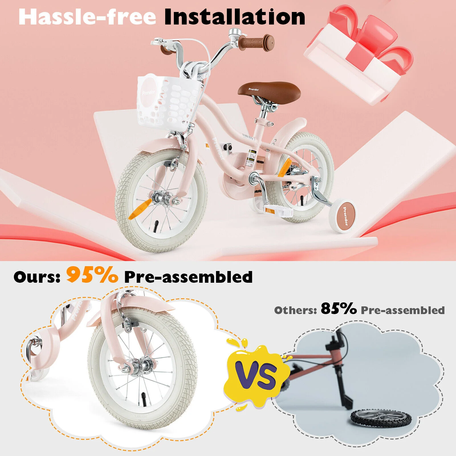 HONEY JOY 30cm Kids Bike Ride On Bicycle Training Wheels w/Removable Basket - Image 8