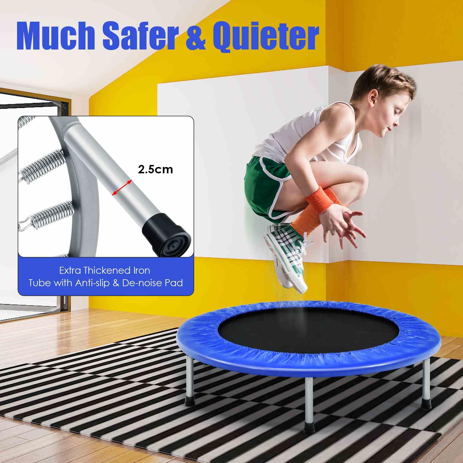 HONEY JOY 36” Mini Folding Trampoline, Portable Recreational Fitness Rebounder for Kids Adults - Image 2