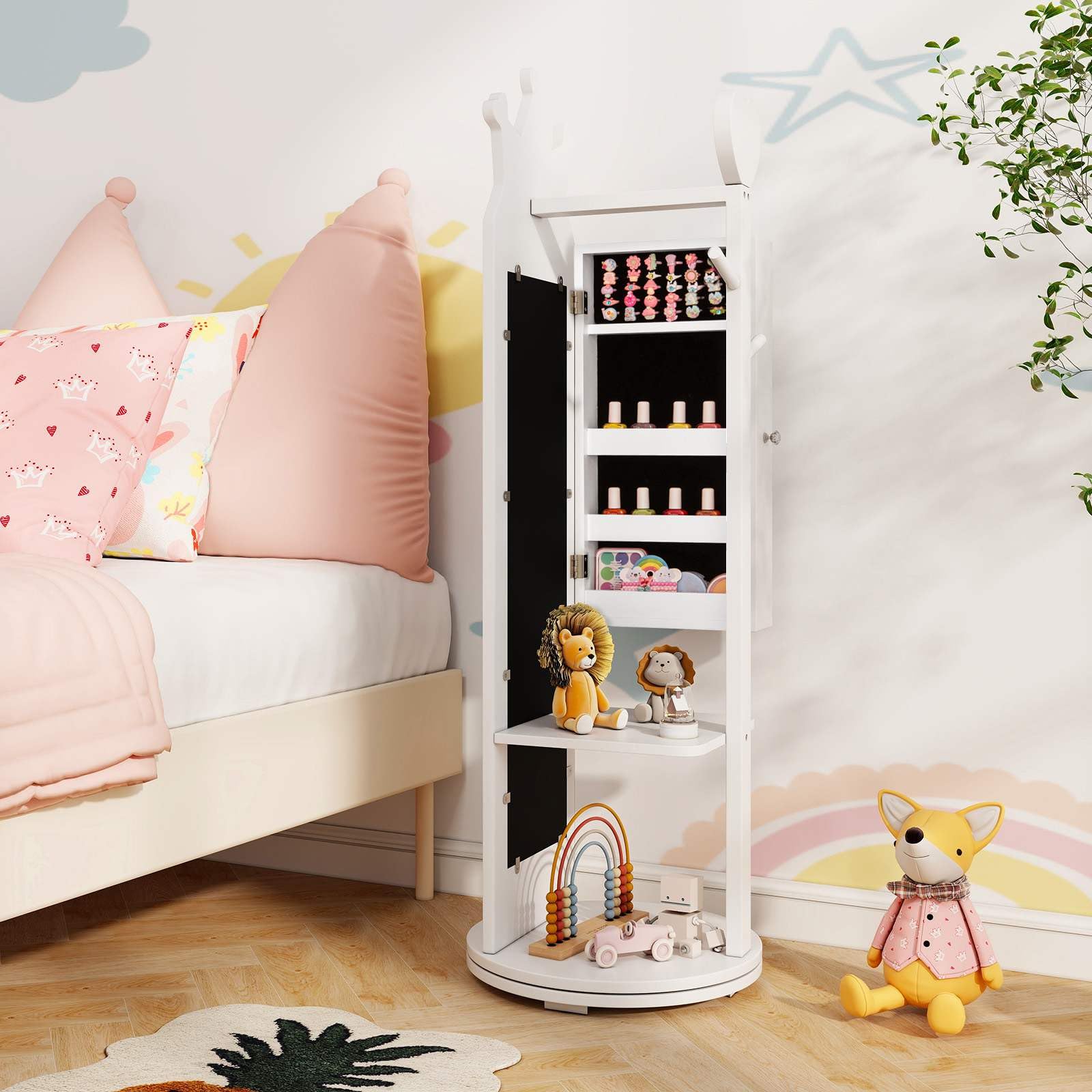 HONEY JOY 360° Rotating Kids Jewelry Cabinet - Image 2