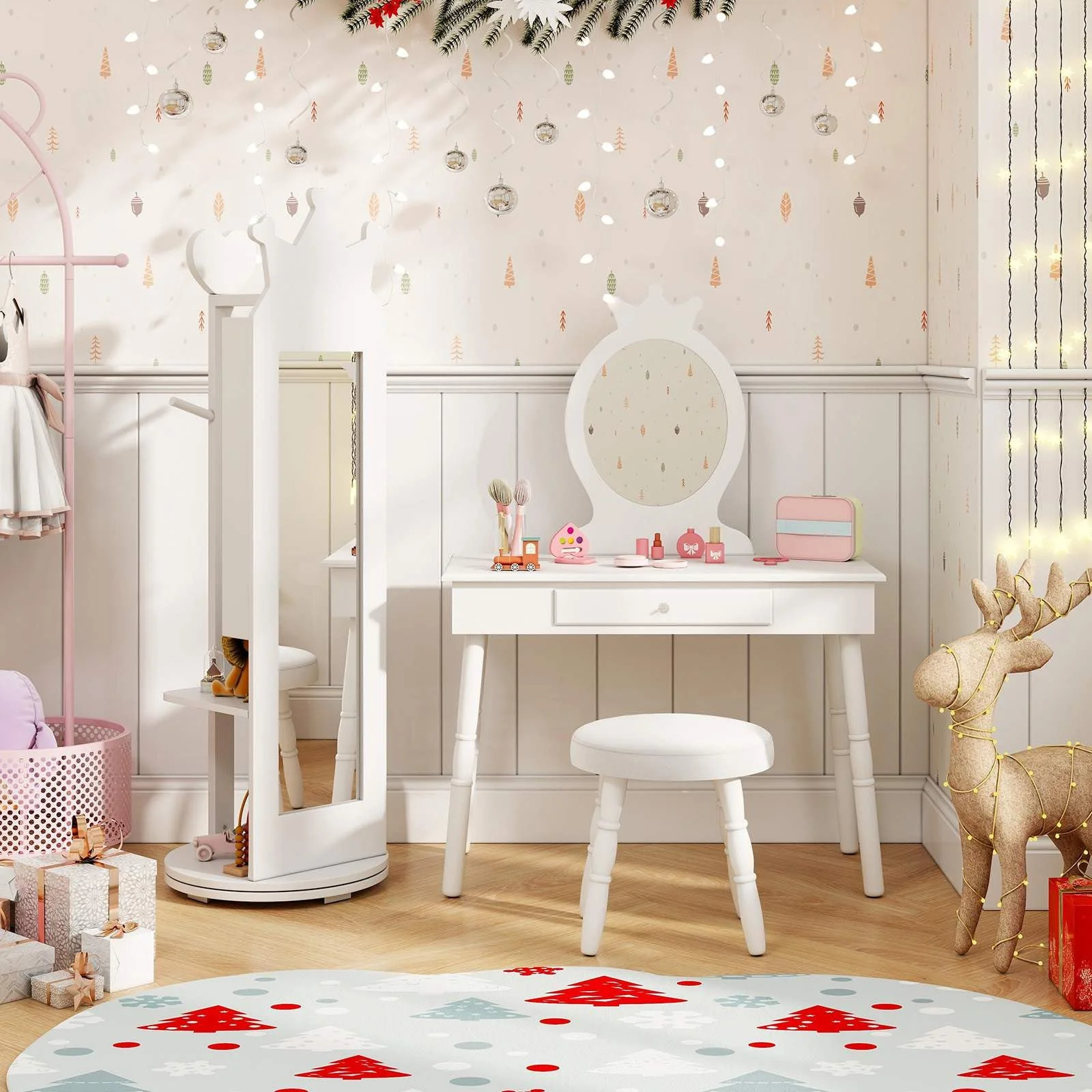 HONEY JOY 360° Rotating Kids Jewelry Cabinet - Image 9