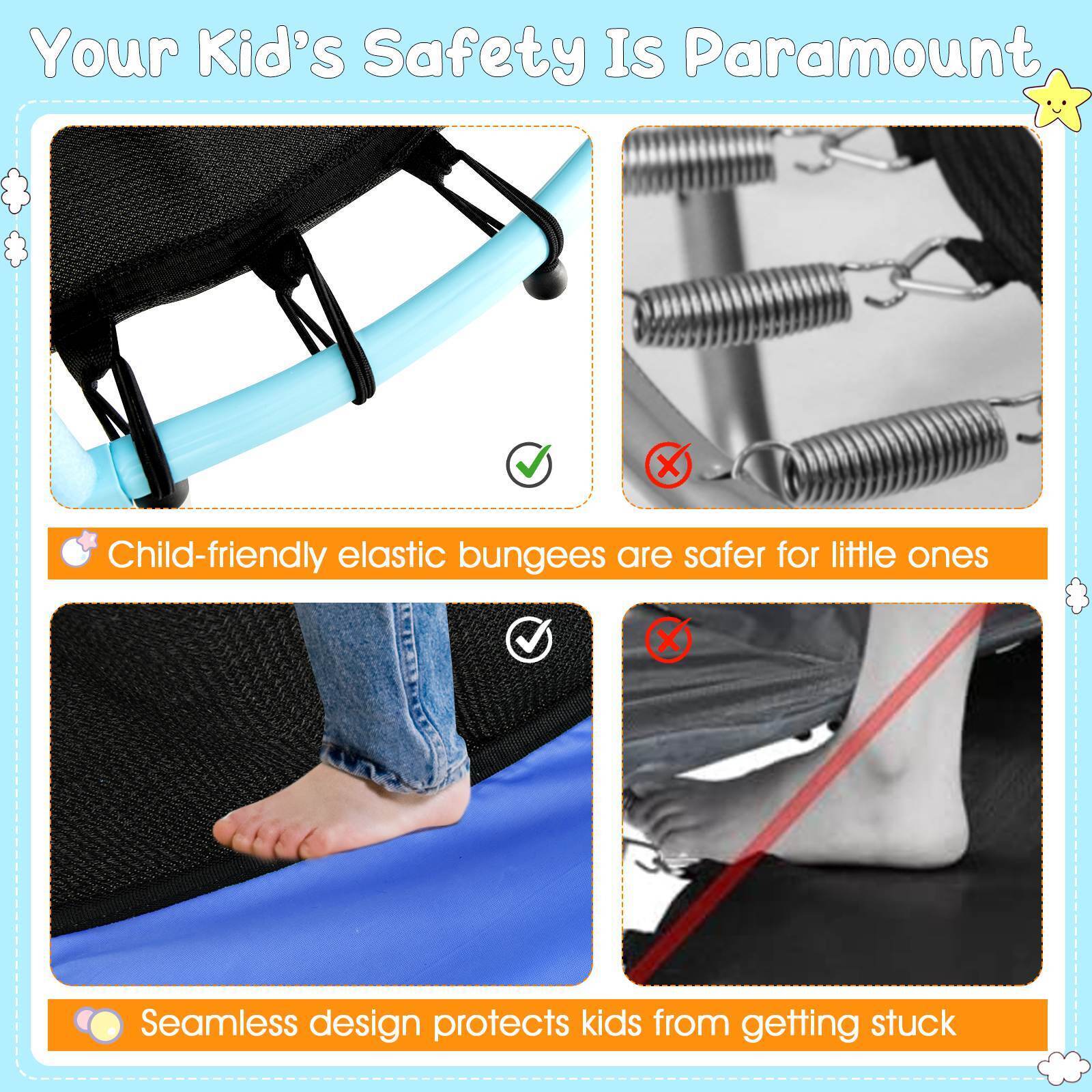 HONEY JOY 48" Kids Trampoline Recreational Trampoline w/Heavy-duty Elastic Ropes - Image 9