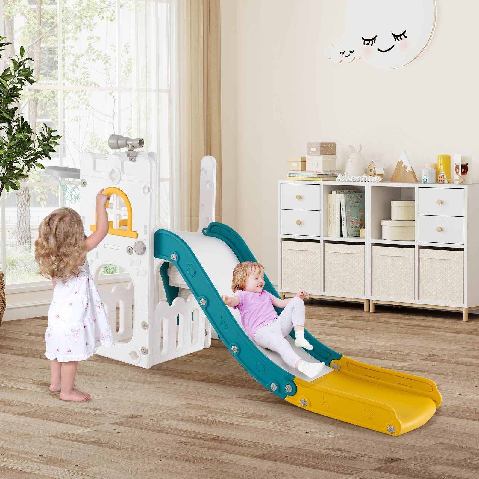 HONEY JOY 6 in 1 L-Shaped Toddle Slide for Toddlers Age 1-3 - Image 10