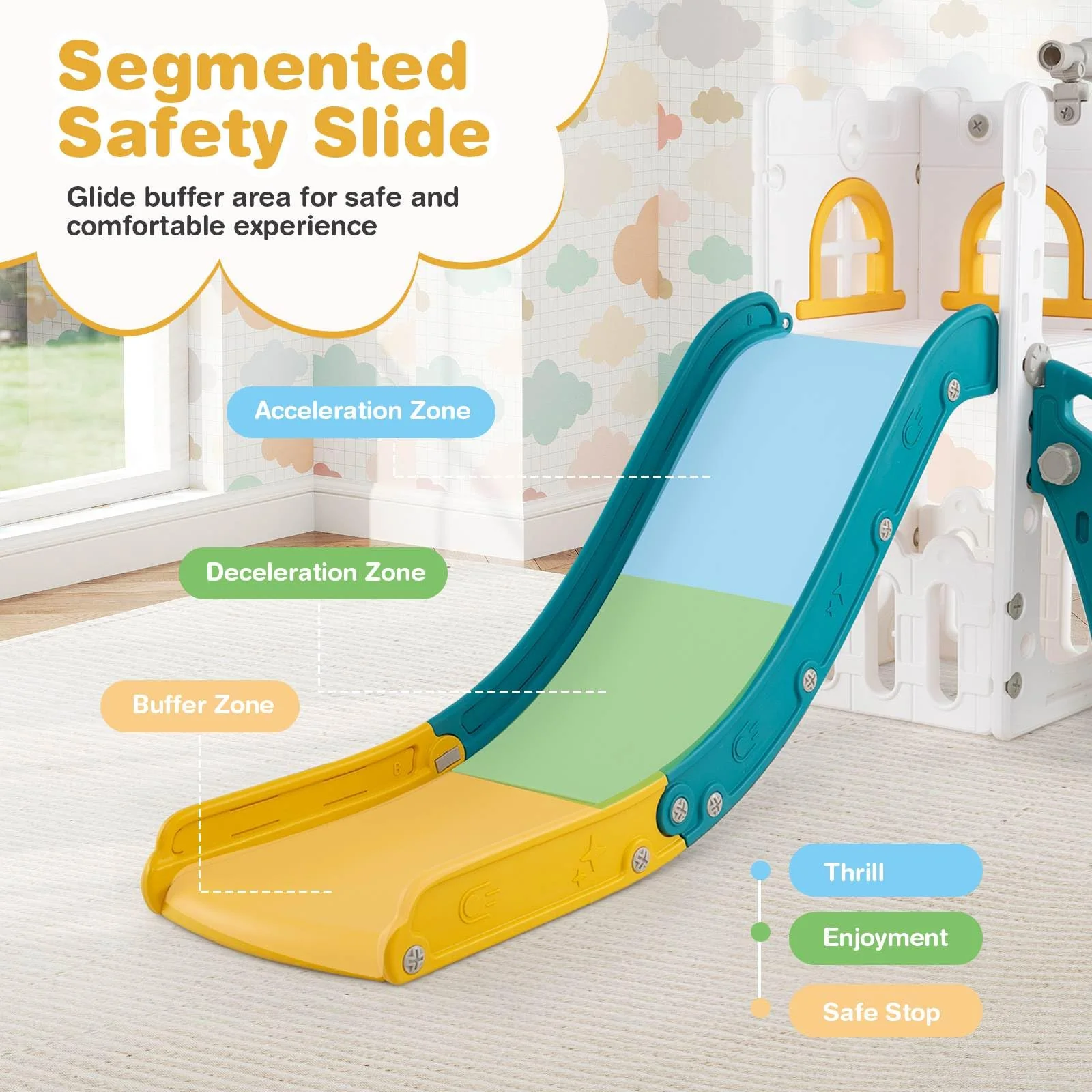 HONEY JOY 6 in 1 L-Shaped Toddle Slide for Toddlers Age 1-3 - Image 4