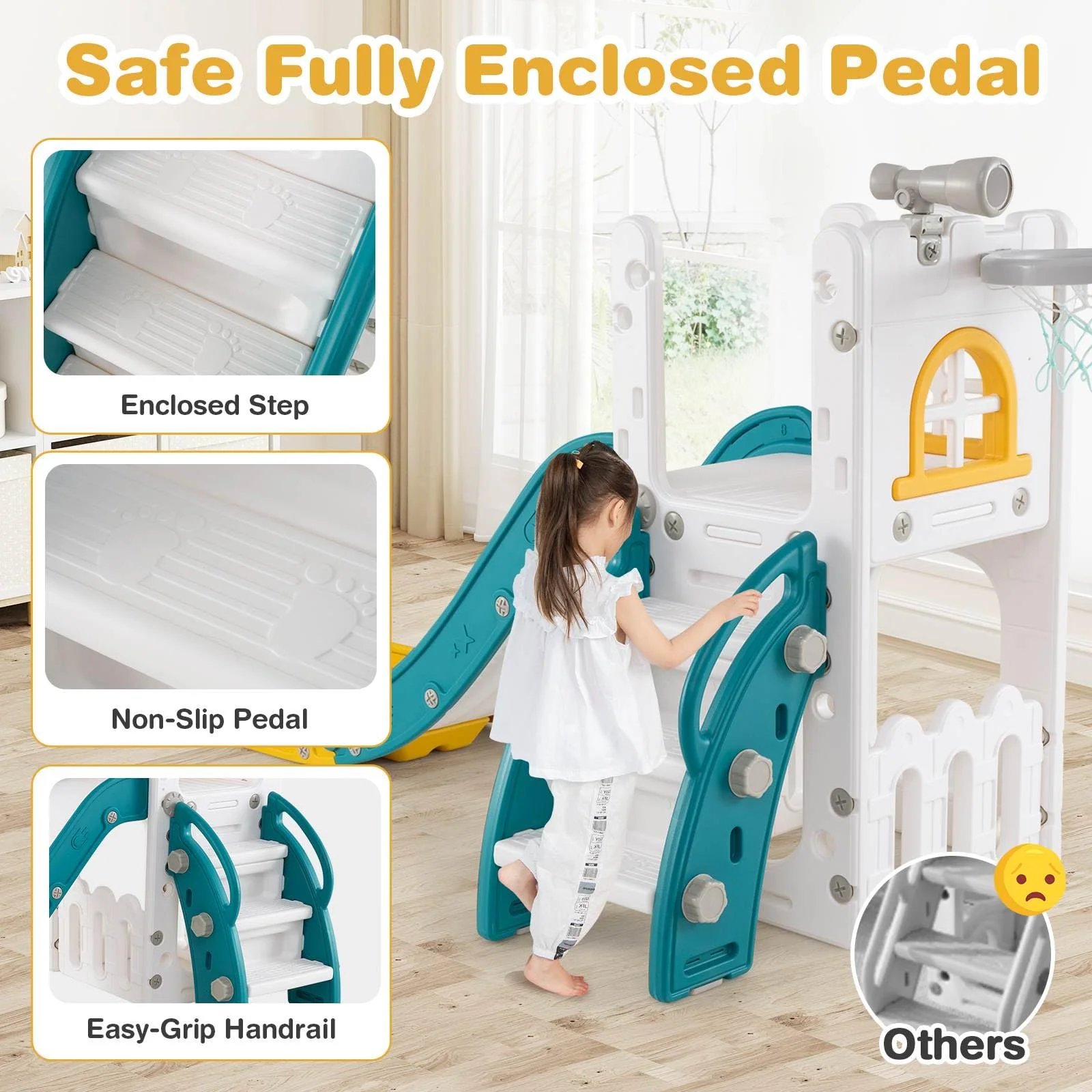 HONEY JOY 6 in 1 L-Shaped Toddle Slide for Toddlers Age 1-3 - Image 6