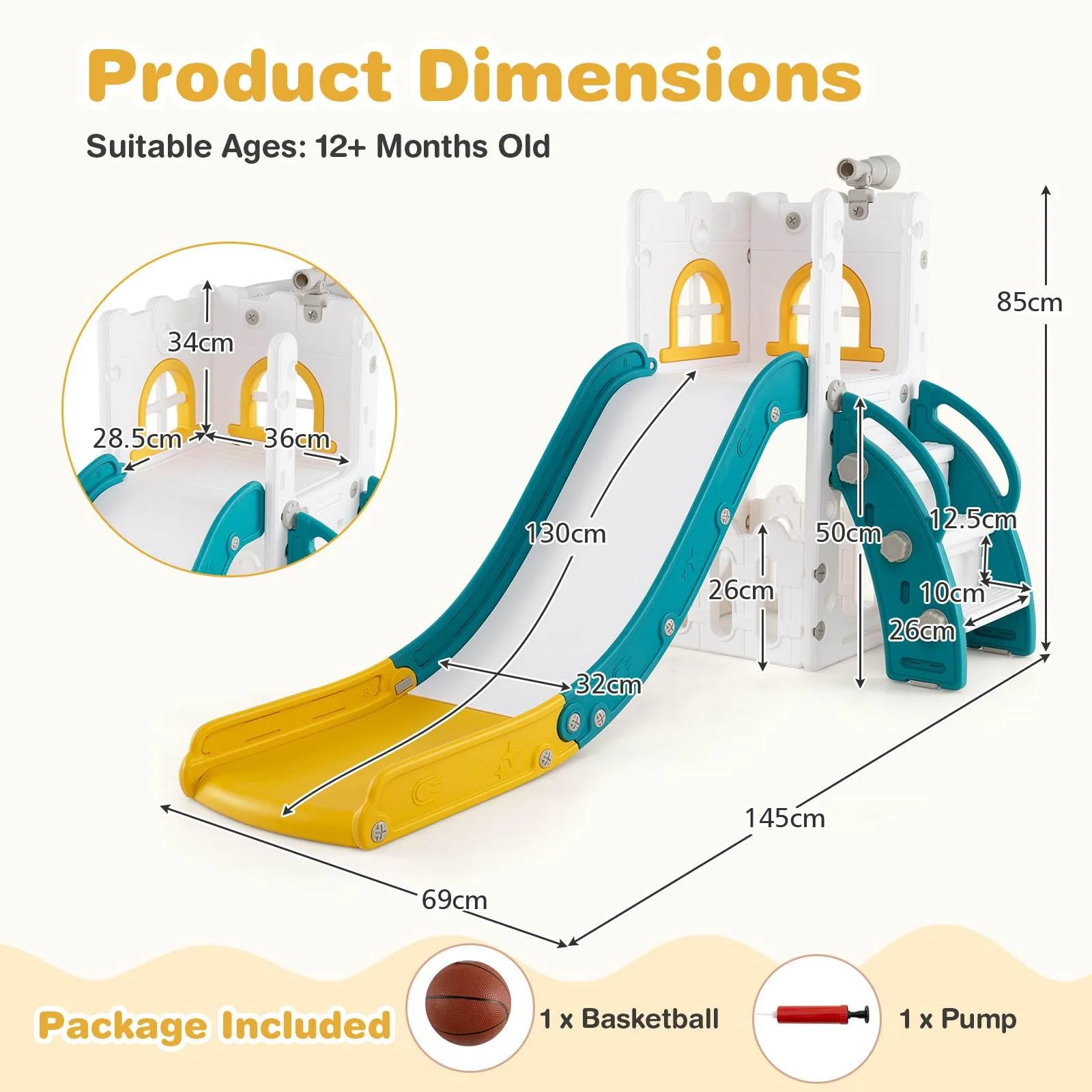 HONEY JOY 6 in 1 L-Shaped Toddle Slide for Toddlers Age 1-3 - Image 7