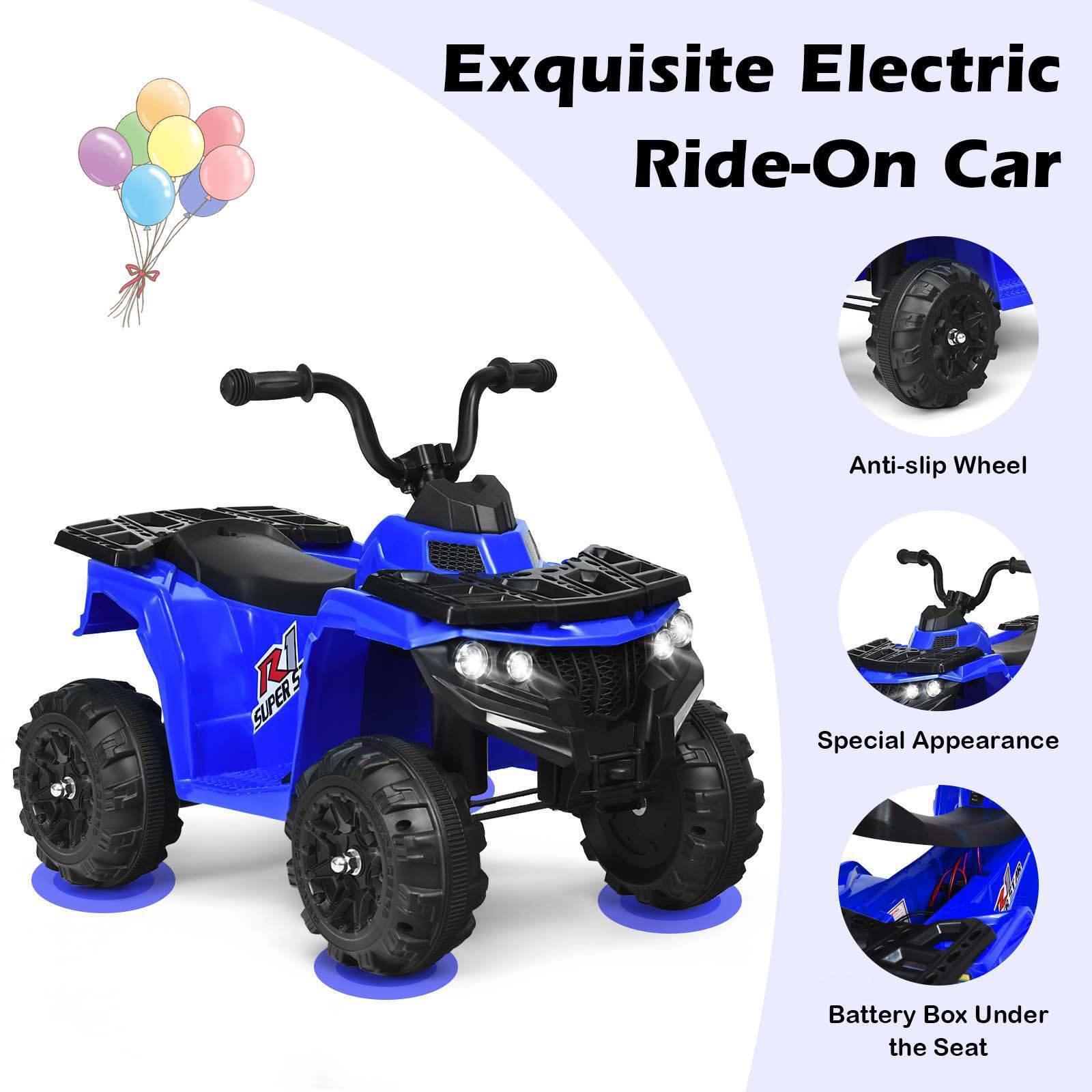 HONEY JOY 6V Kids Ride-On Car 4-Wheeler Vehicle Quad Car for 3-6 Years Old - Image 7