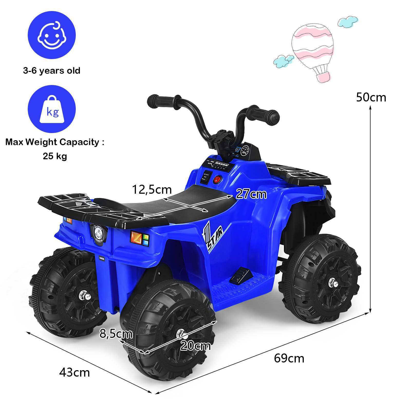 HONEY JOY 6V Kids Ride-On Car 4-Wheeler Vehicle Quad Car for 3-6 Years Old - Image 8