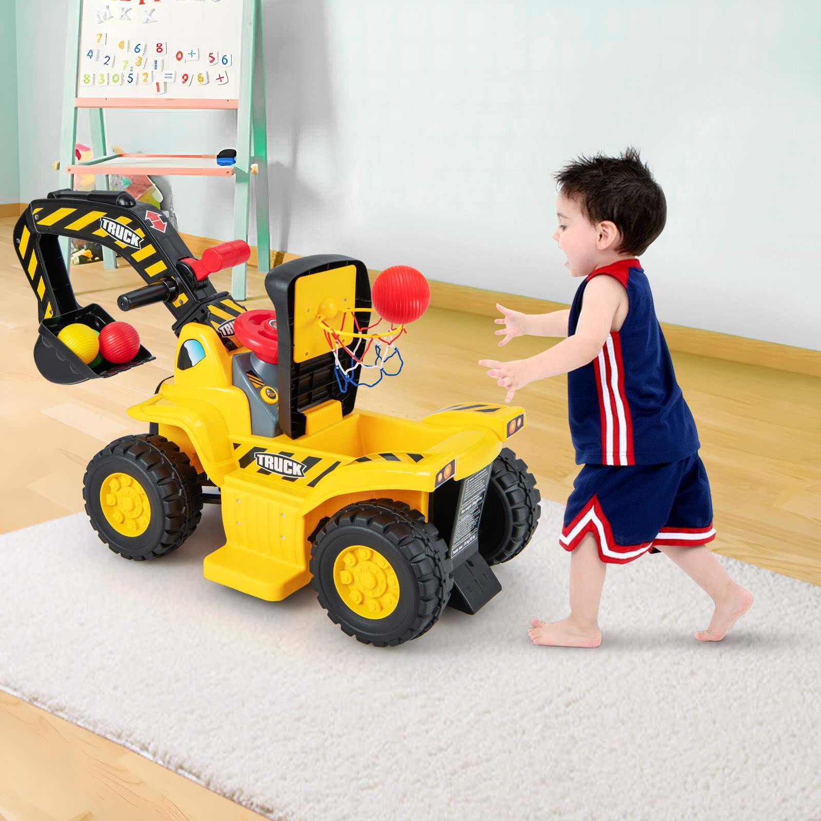 HONEY JOY 6V Kids Ride On Excavator Electric Vehicle Fun Digger Toy for Toddlers - Image 9