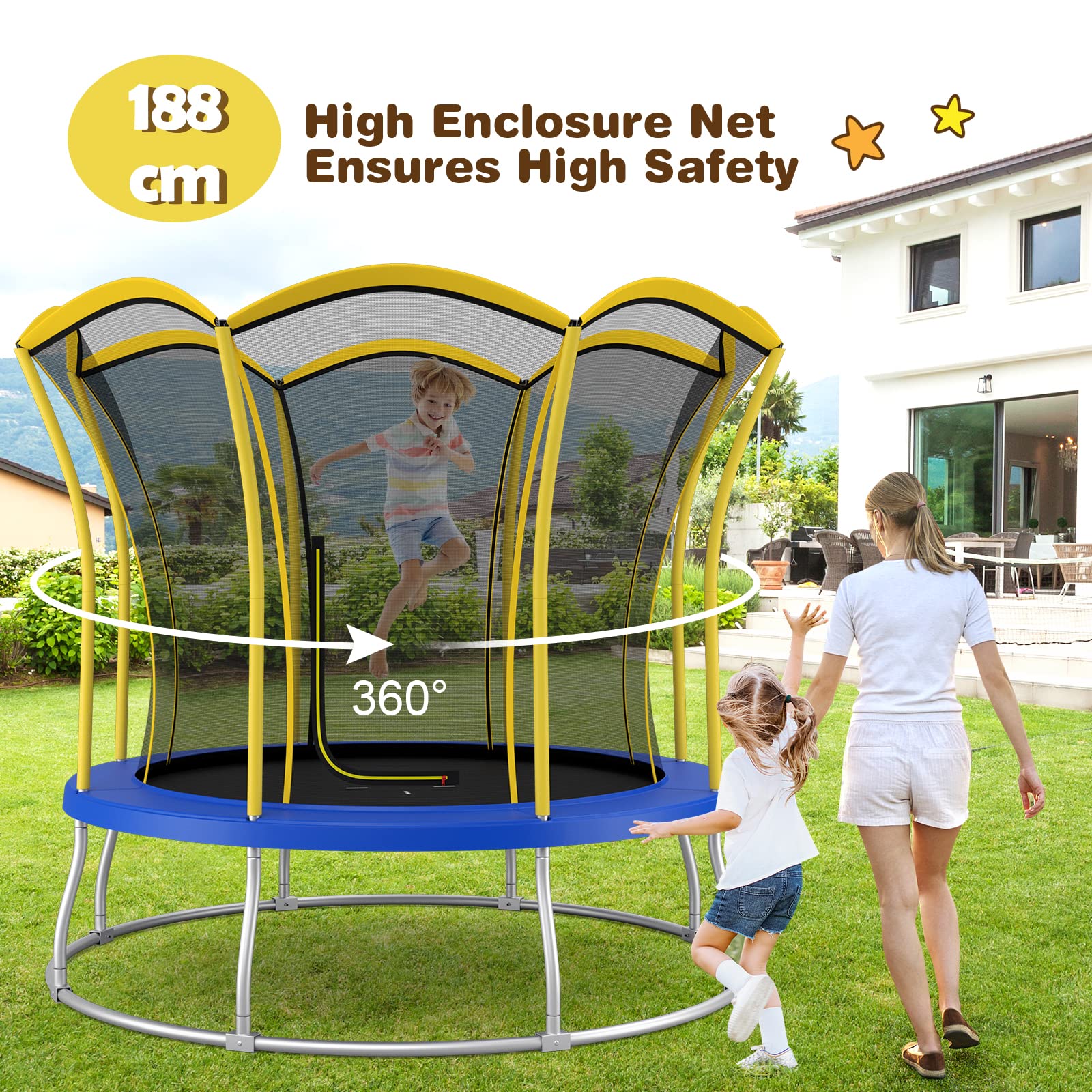 HONEY JOY 8FT Kids Trampoline, Galvanized Steel Frame, Weight Capacity 193KG - Image 2