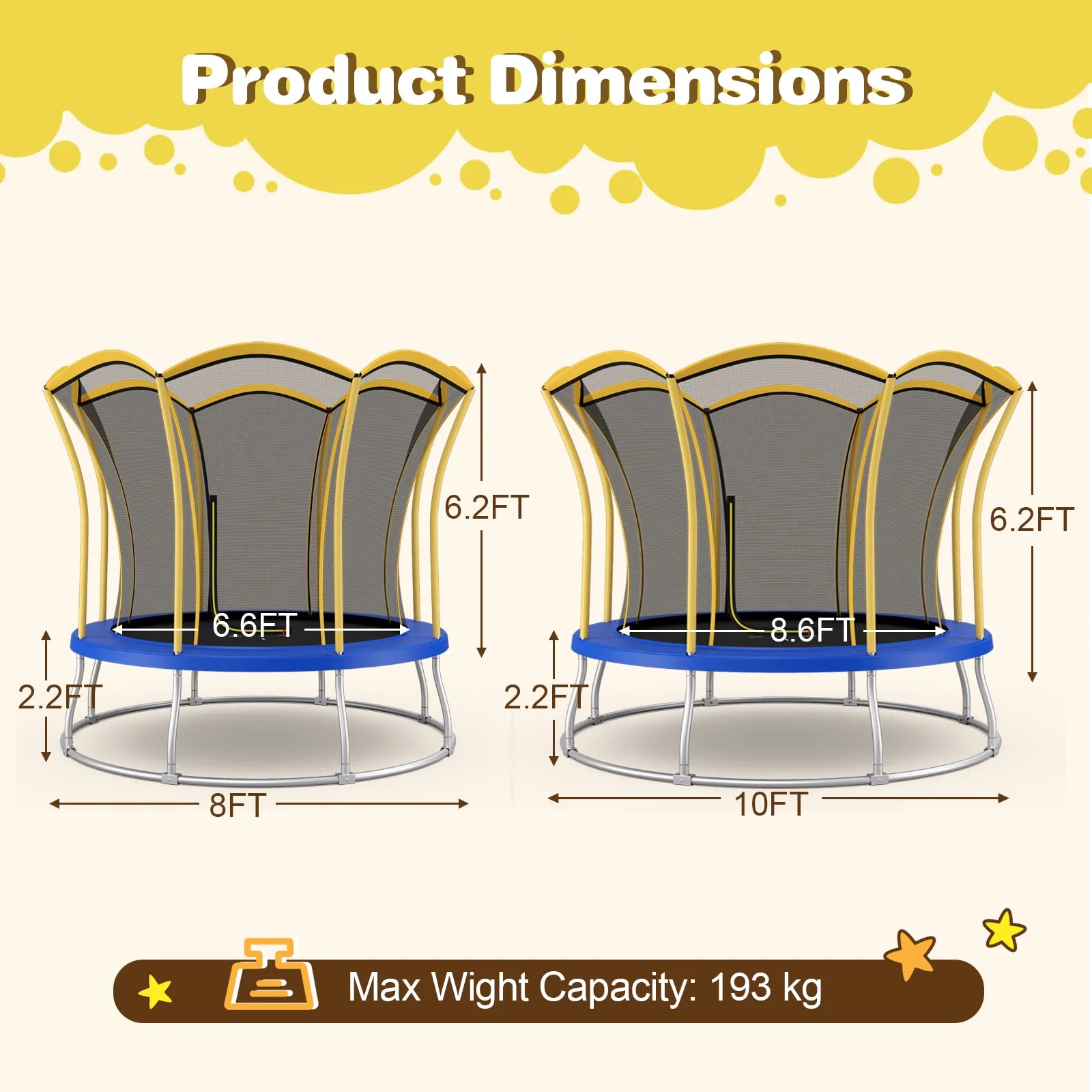 HONEY JOY 8FT Kids Trampoline, Galvanized Steel Frame, Weight Capacity 193KG - Image 7