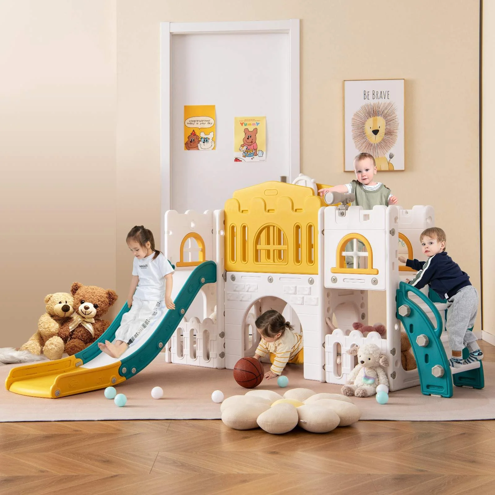 HONEY JOY All in 1 L-Shaped Slide for Toddlers Age 1-3 - Image 10