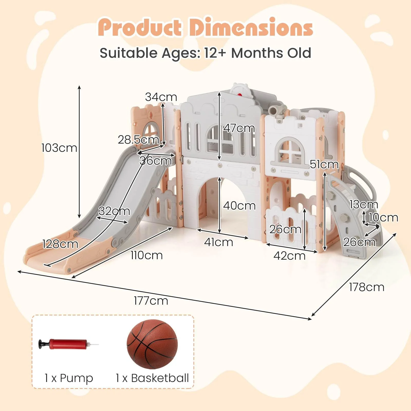 HONEY JOY All in 1 L-Shaped Slide for Toddlers Age 1-3 - Image 7