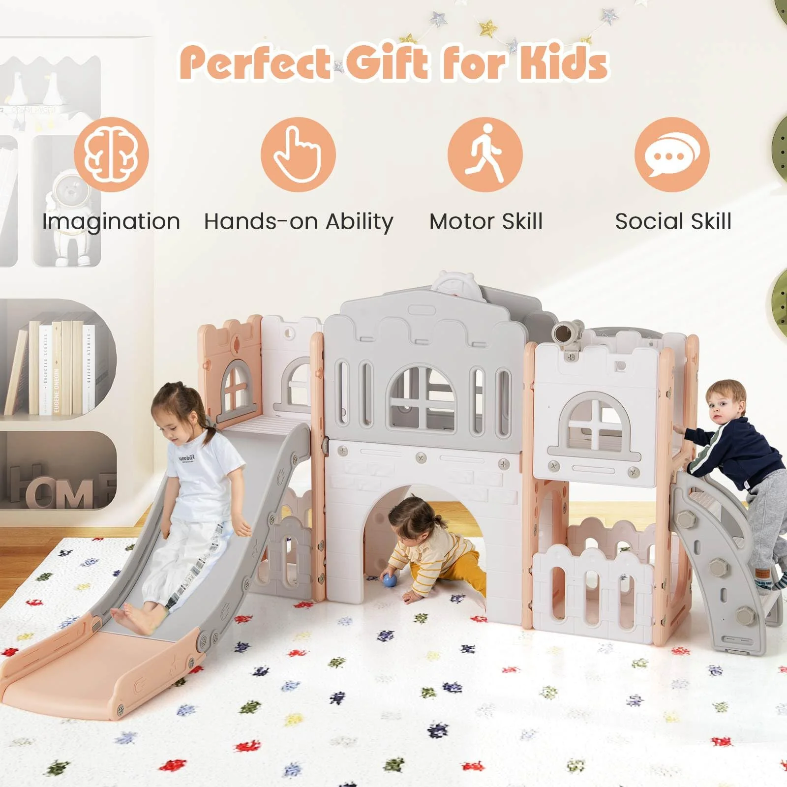HONEY JOY All in 1 L-Shaped Slide for Toddlers Age 1-3 - Image 8