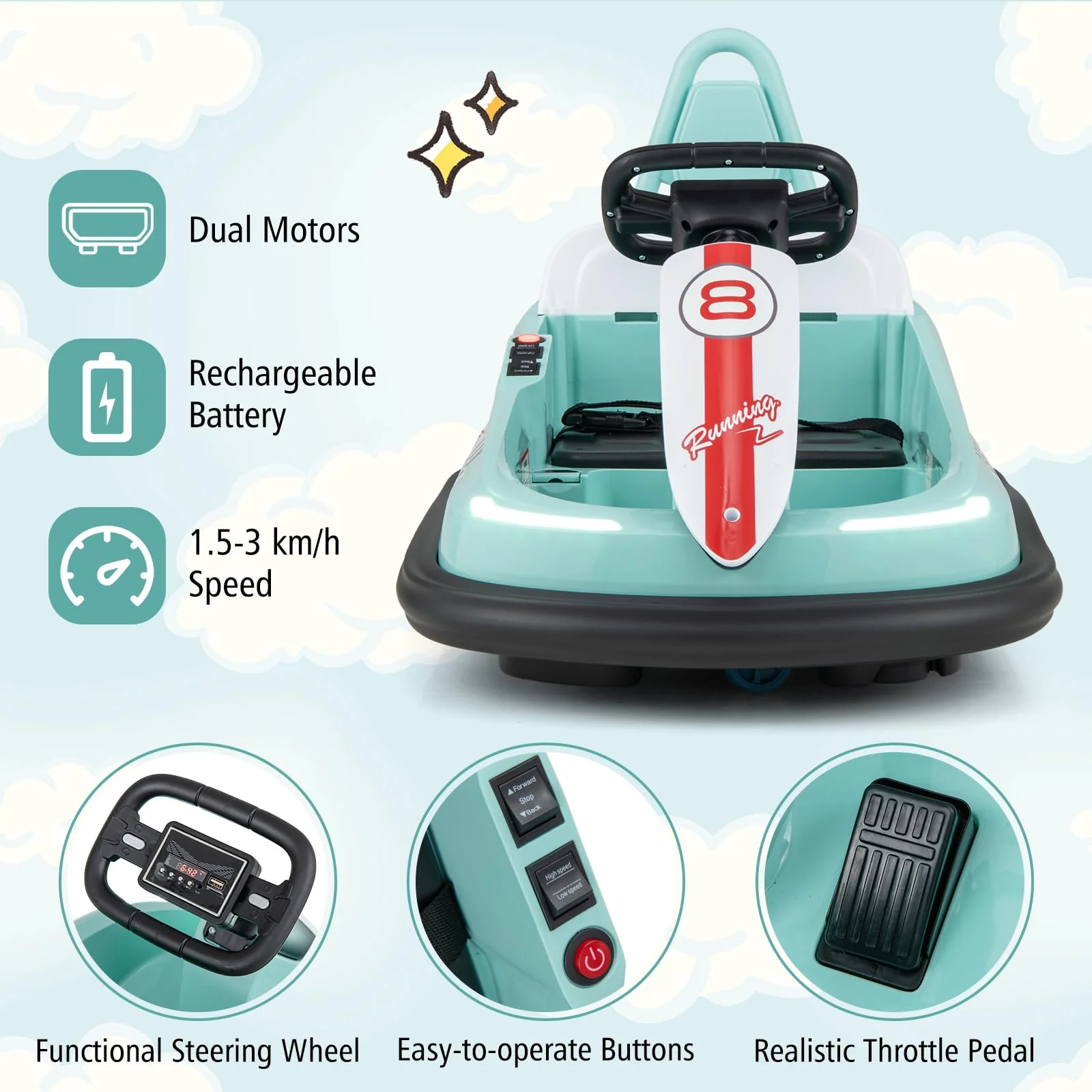 HONEY JOY Electric Kids Ride-on Bumper Car - Image 6