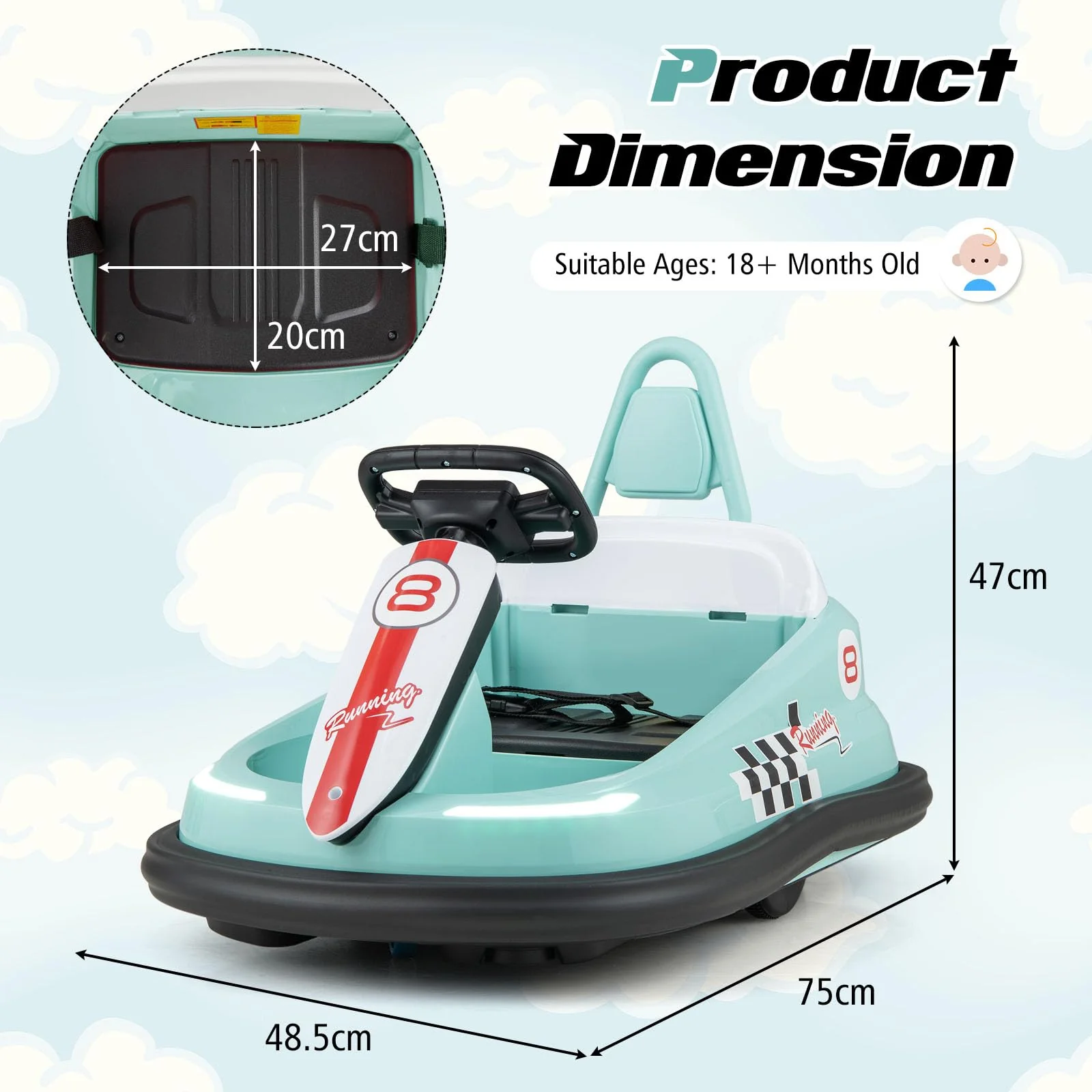 HONEY JOY Electric Kids Ride-on Bumper Car - Image 7