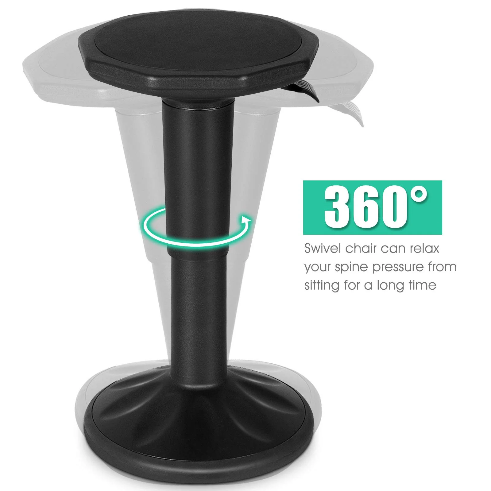 HONEY JOY Ergonomic Wobble Chair with Adjustable Height, Active Learning Stool Sitting Balance Chair for Office/Bar/Home - Image 3