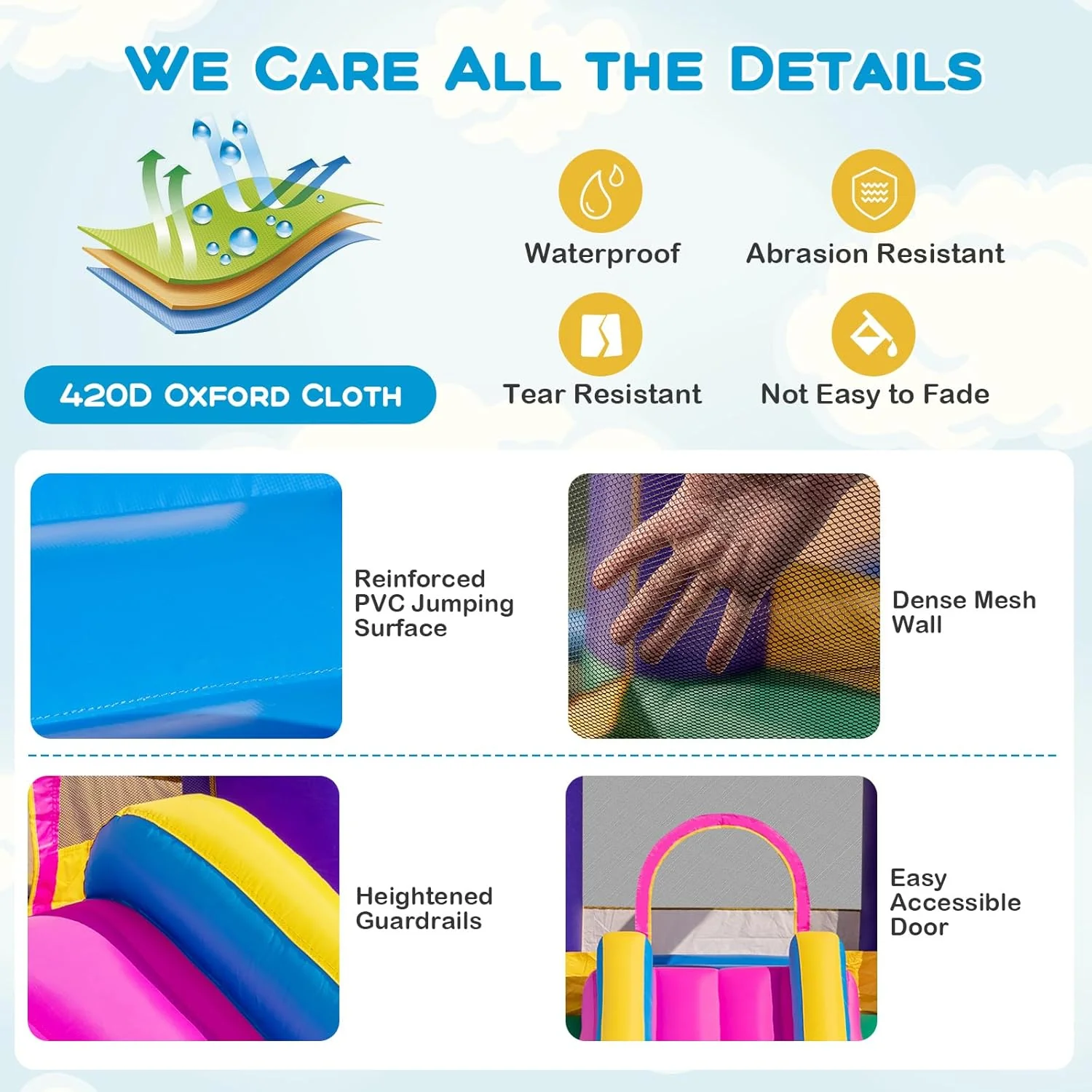 HONEY JOY Inflatable Bounce House, Colorful Kids Jumping Castle with Slide, Ball Pit Pools - Image 4