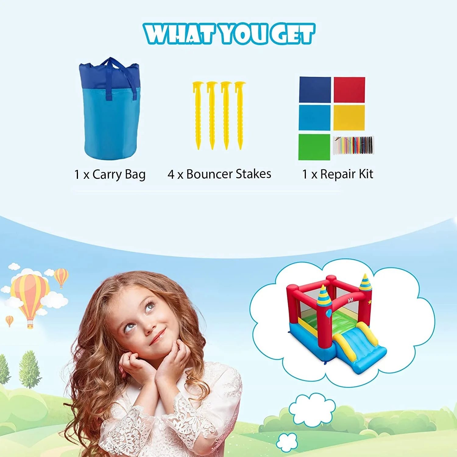 HONEY JOY Inflatable Bounce House, Kids Bouncy Castle w/Large Jumping Area & Wide Slide - Image 5
