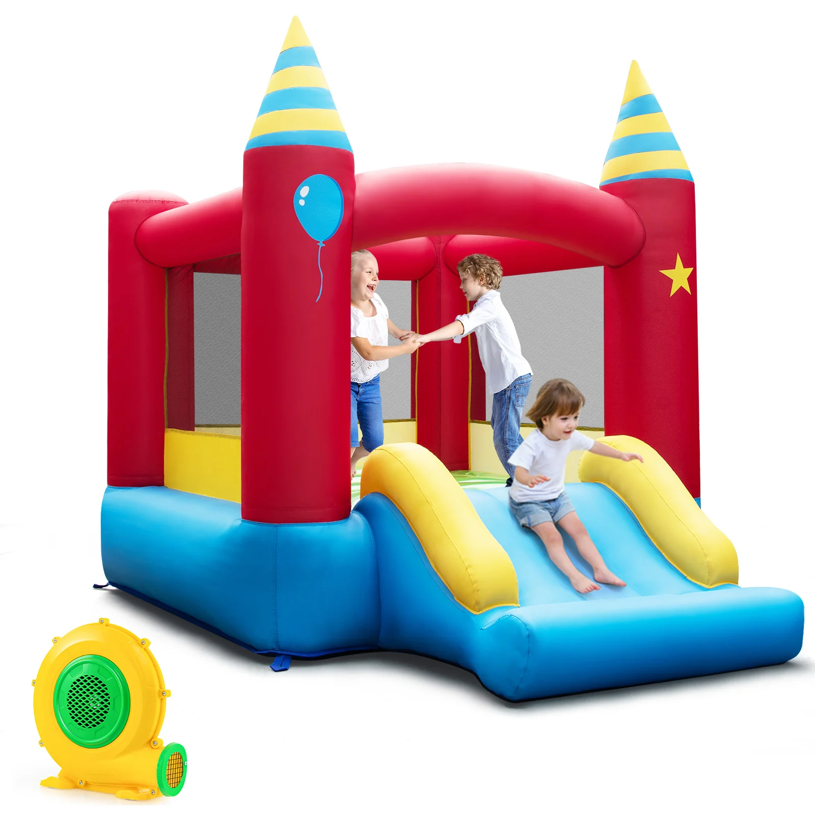 HONEY JOY Inflatable Bounce House, Kids Bouncy Castle w/Large Jumping Area & Wide Slide - Image 9