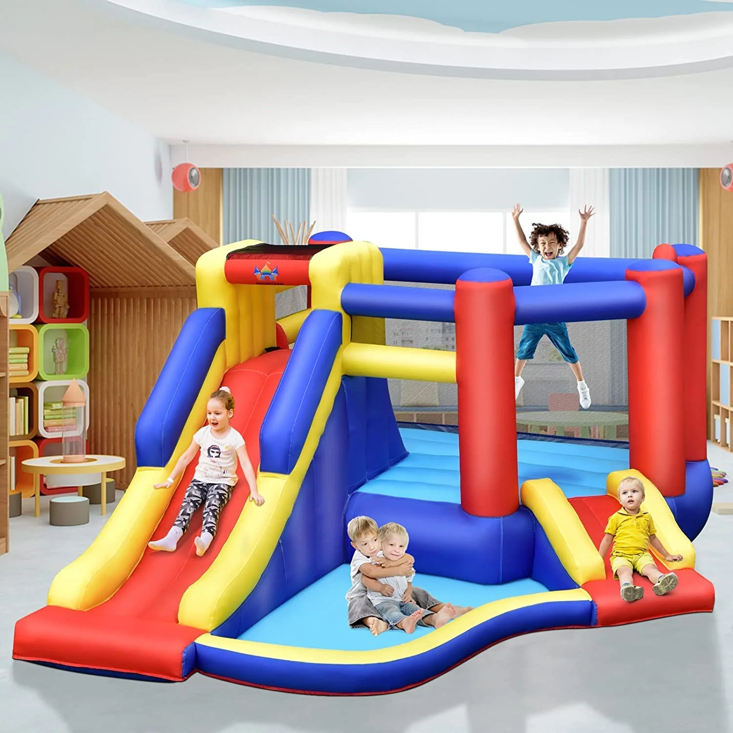 HONEY JOY Inflatable Bounce House with Large Jumping Area - Image 9