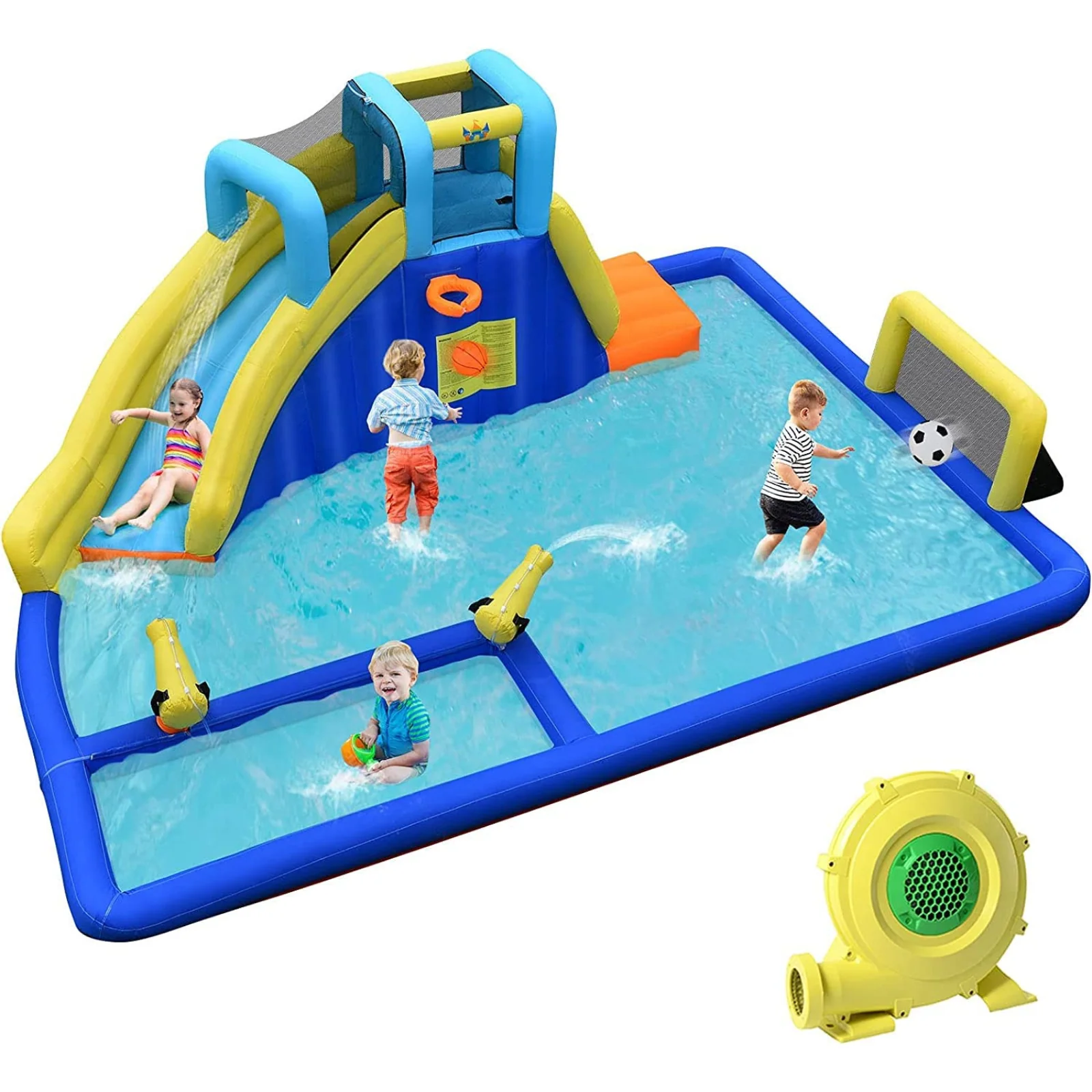HONEY JOY Inflatable Water Jumping House with Water Sprayers & Blower - Image 10
