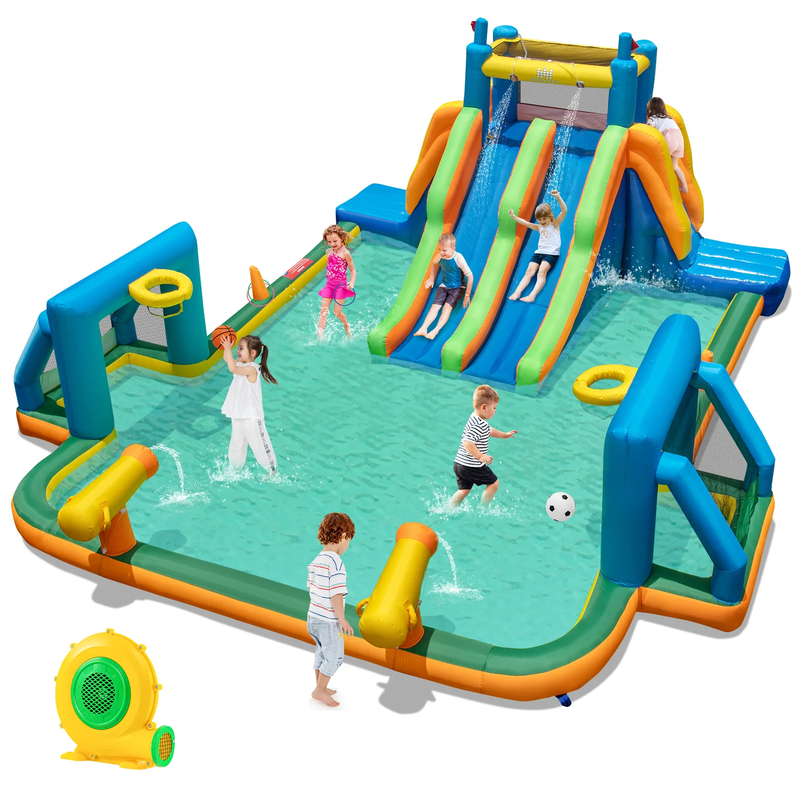 HONEY JOY Inflatable Water Slide, 19x17FT Large Waterslide Park w/Dual Long Slides & Climbing Walls - Image 10