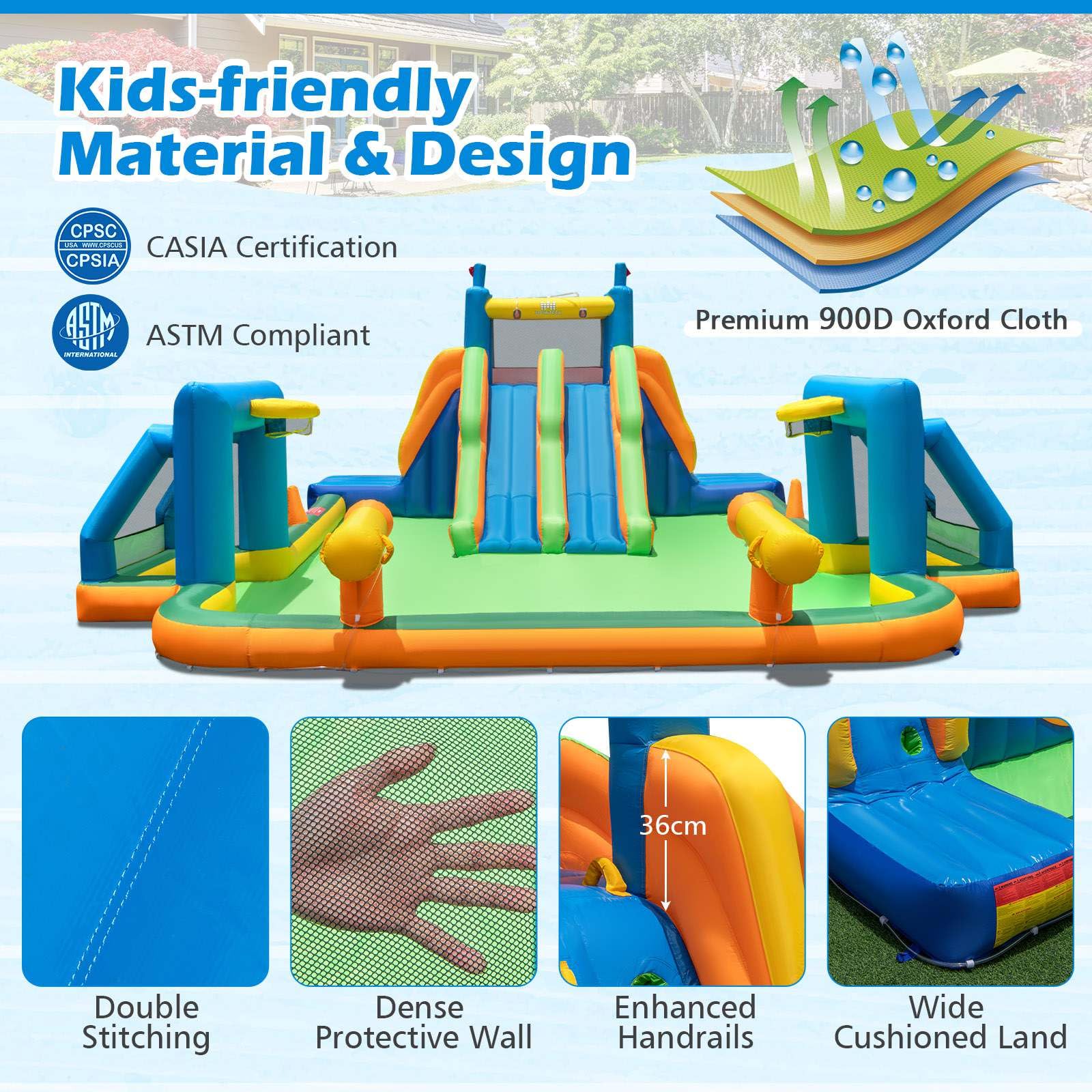 HONEY JOY Inflatable Water Slide, 19x17FT Large Waterslide Park w/Dual Long Slides & Climbing Walls - Image 4