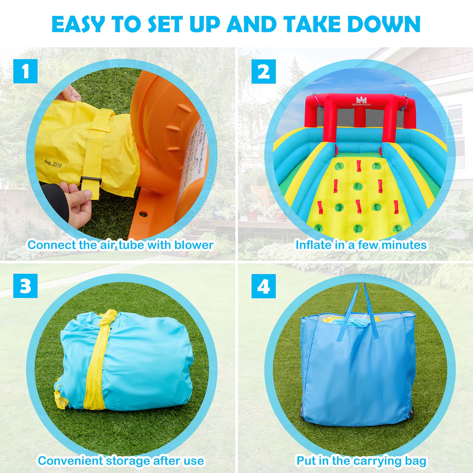 HONEY JOY Inflatable Water Slide, 452 x 365 x 233CM Giant Water Park for Kids w/Double Long Slides, Climbing Wall - Image 8