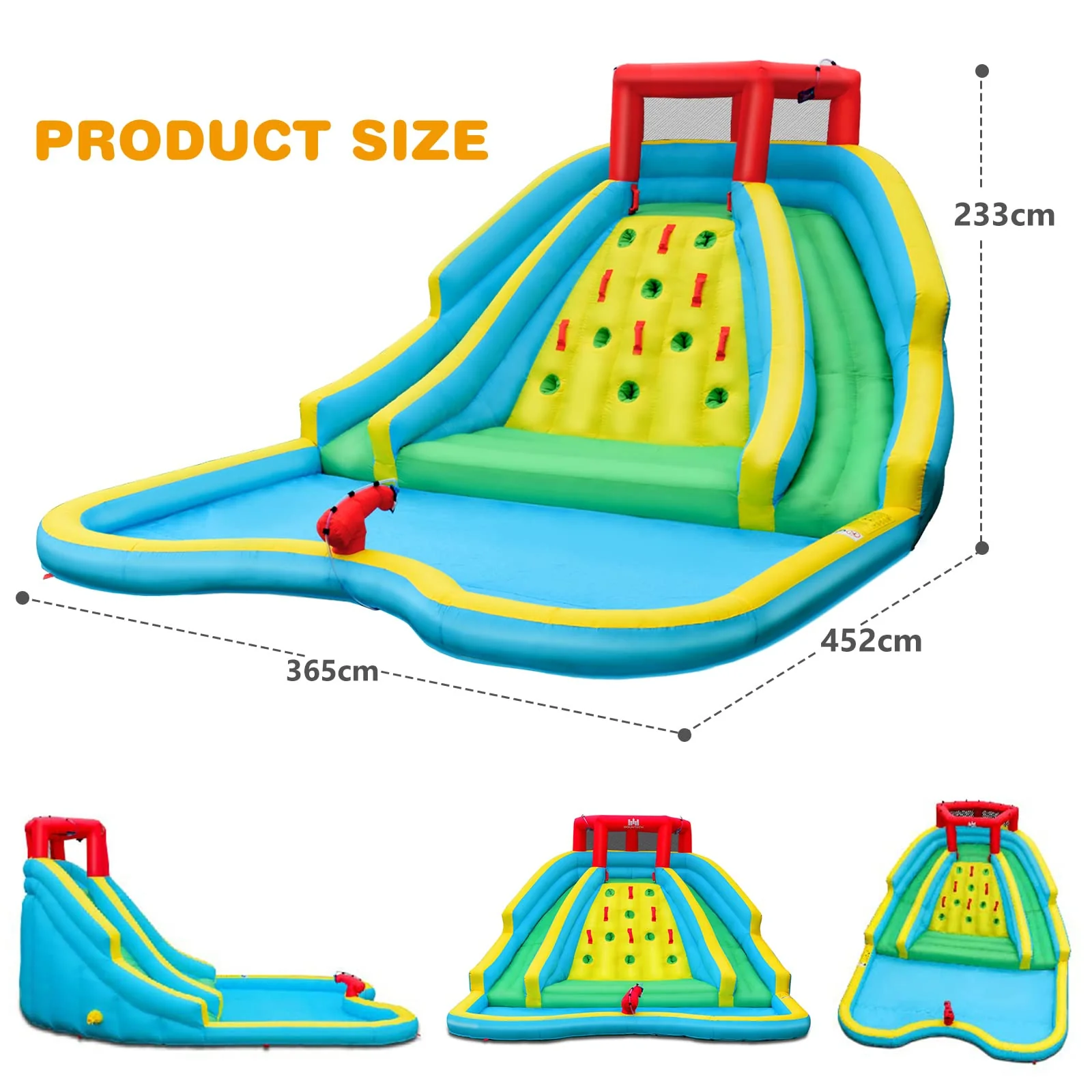HONEY JOY Inflatable Water Slide, 452 x 365 x 233CM Giant Water Park for Kids w/Double Long Slides - Image 6