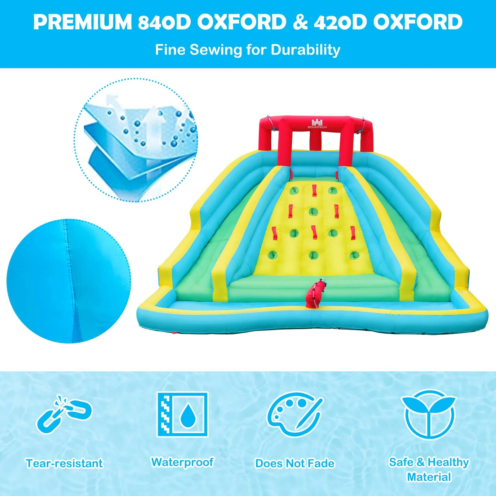 HONEY JOY Inflatable Water Slide, 452 x 365 x 233CM Giant Water Park for Kids w/Double Long Slides - Image 8