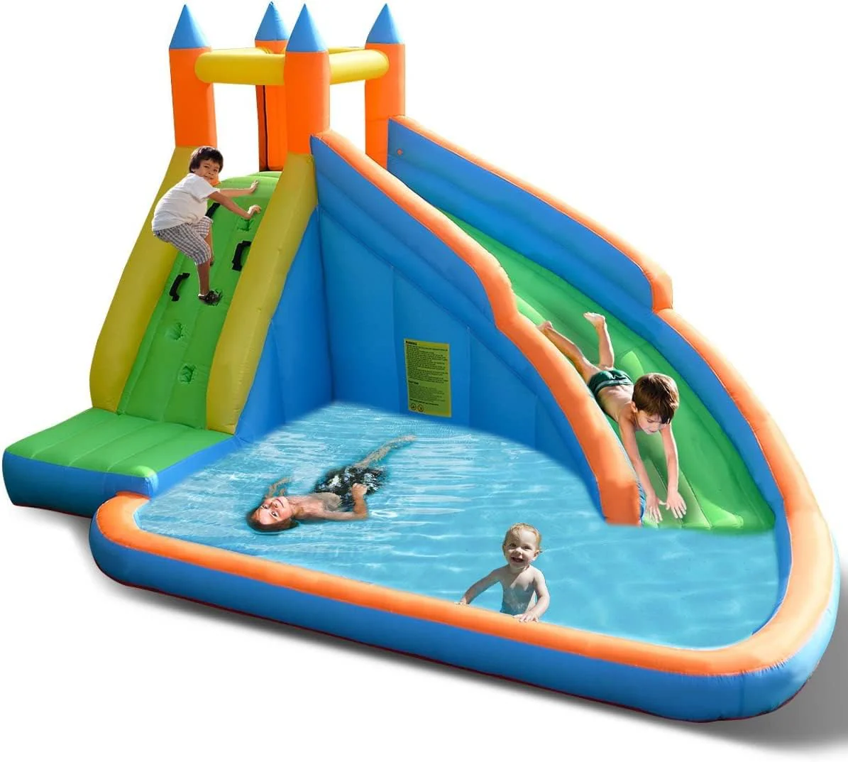 HONEY JOY Inflatable Water Slide Bouncer, Children Wet & Dry Bounce House with Climbing Wall - Image 10