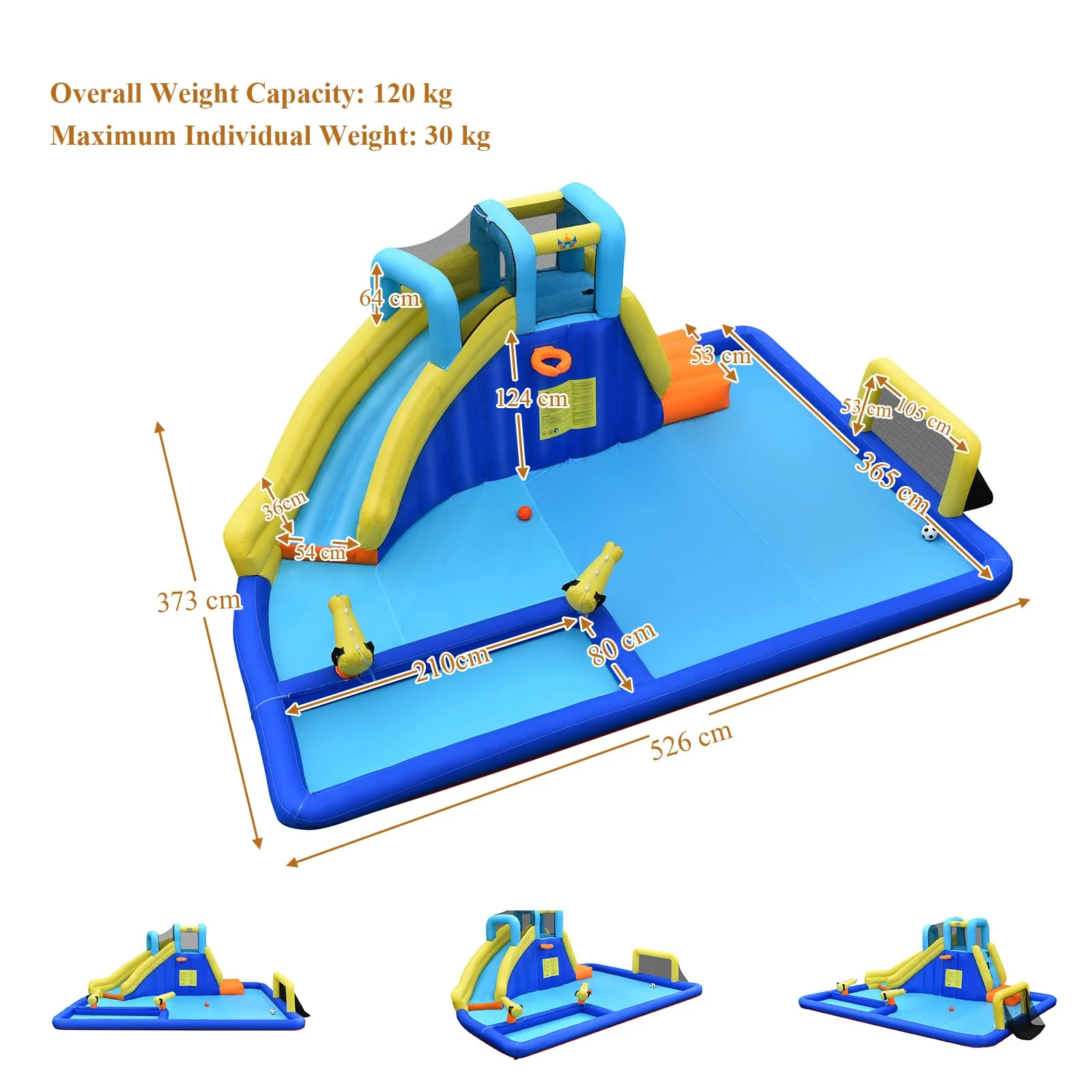 HONEY JOY Inflatable Water Slide for Kids, 6-in-1 Kids Giant Water Park w/Large Water Soccer Splash Pool with 680W Blower - Image 8