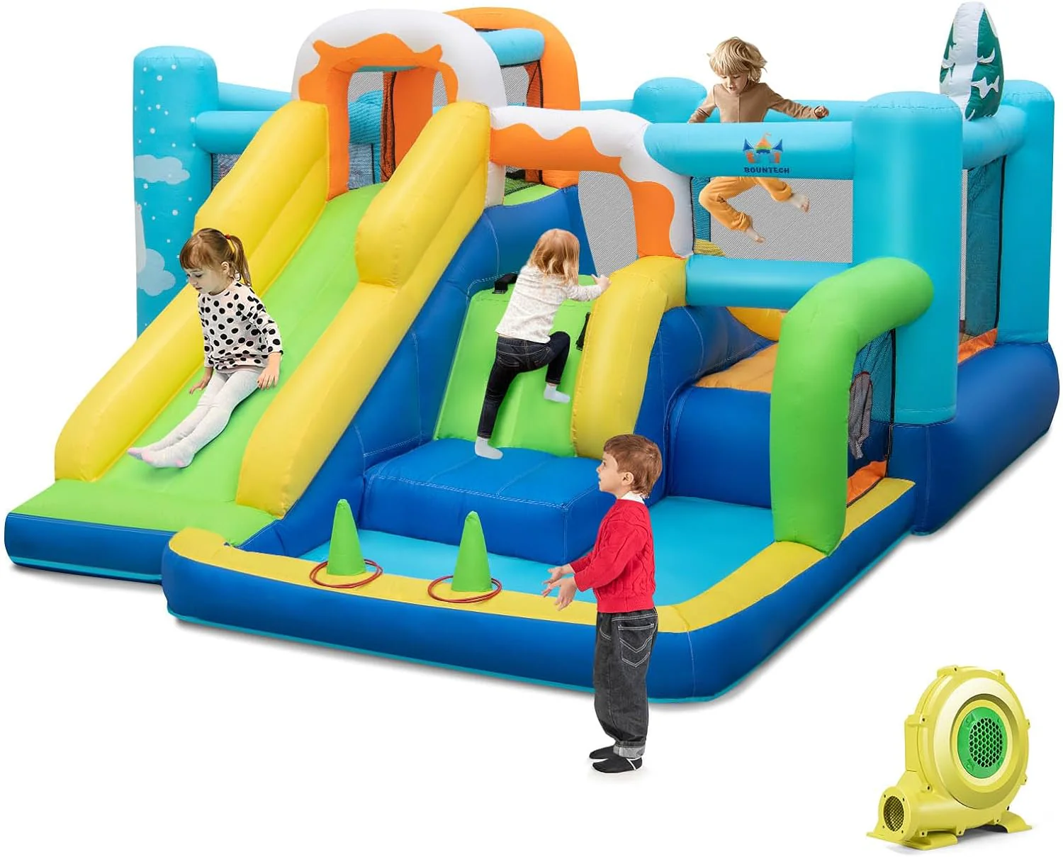 HONEY JOY Inflatable Waterslide, 6-in-1 Pirate Ship Bounce House - Image 16