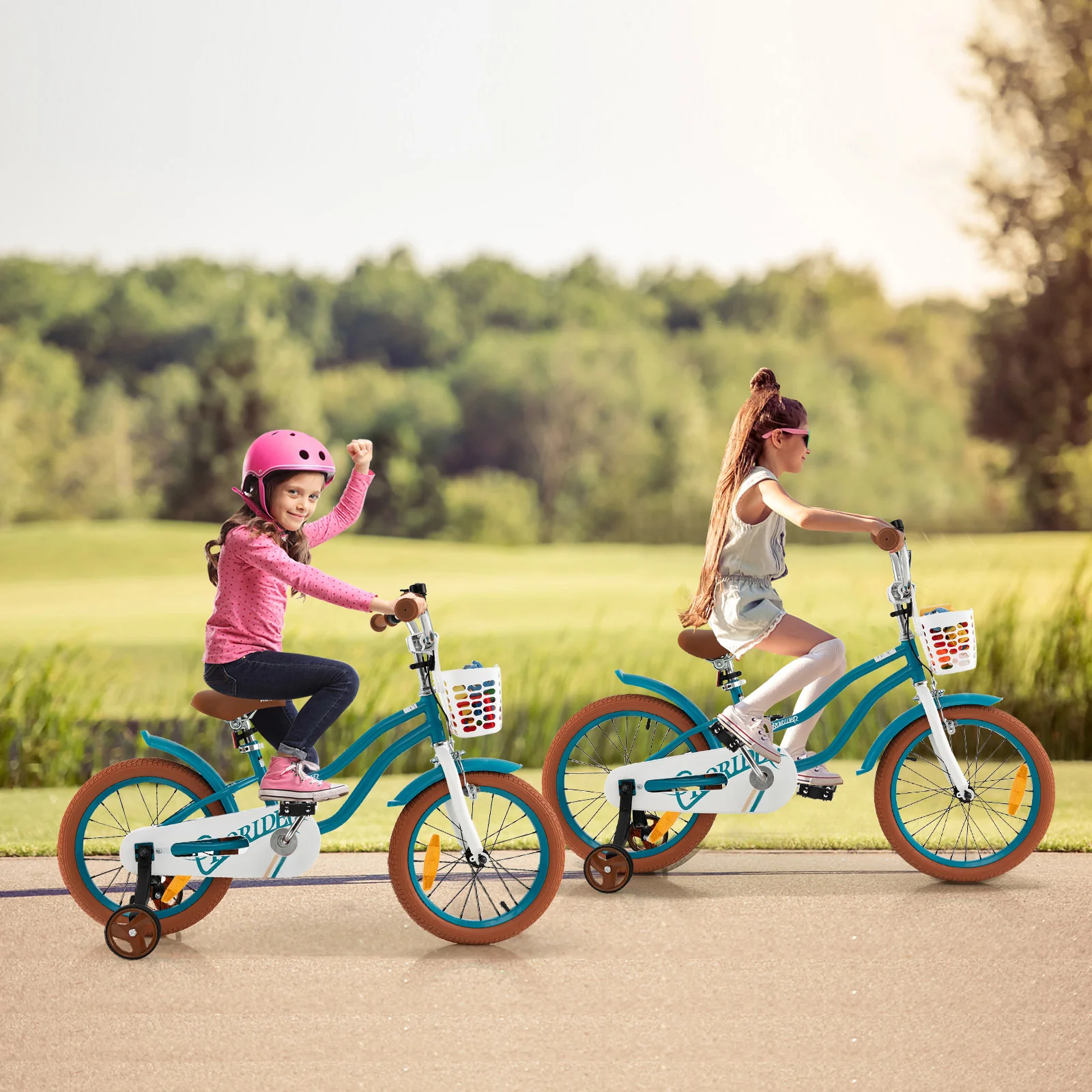 HONEY JOY Kids Bike, 18 Inch Boys Girls Bike for 3-8 Years w/Training Wheels, Adjustable Handlebar & Seat - Image 16