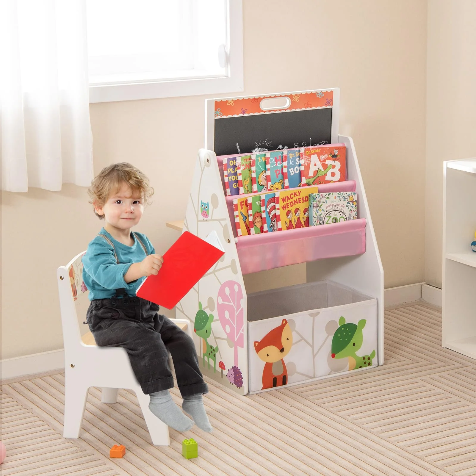 HONEY JOY Kids Easel and Play Station with Chair - Image 3