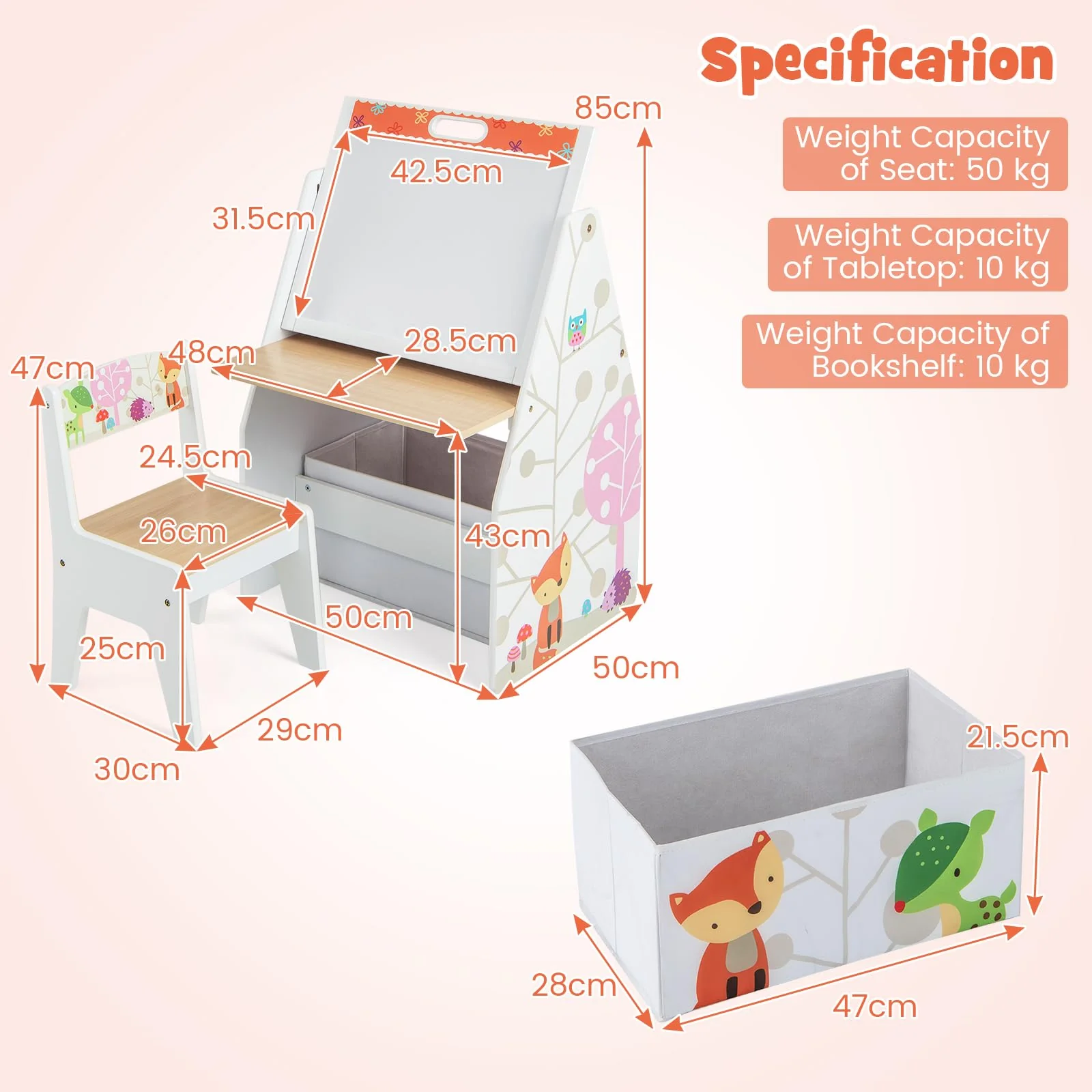 HONEY JOY Kids Easel and Play Station with Chair - Image 8