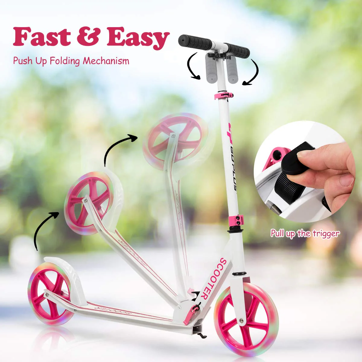 HONEY JOY Kids Folding Kick Scooter, Scooter for Children Teens w/2 Flash Wheels - Image 3