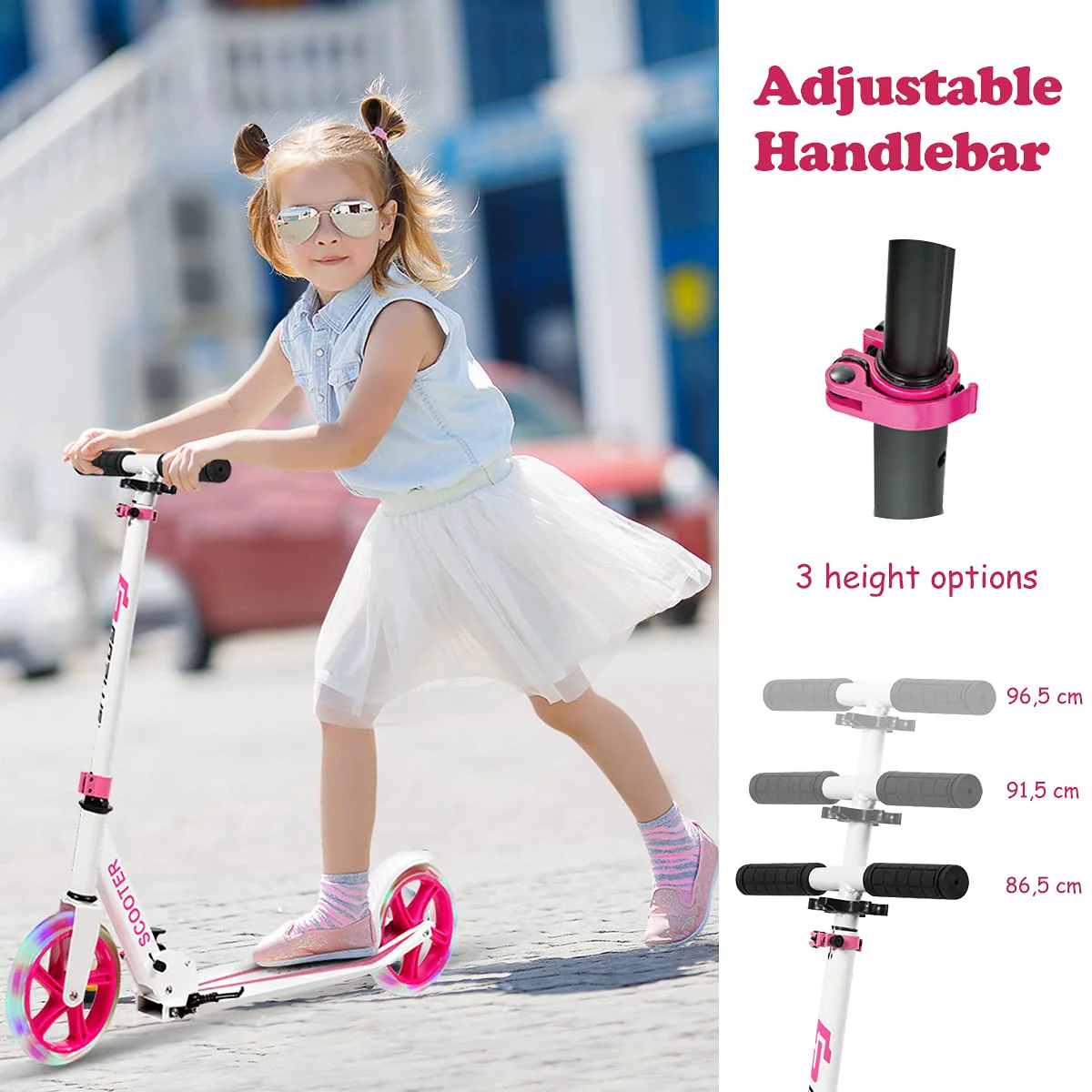 HONEY JOY Kids Folding Kick Scooter, Scooter for Children Teens w/2 Flash Wheels - Image 5