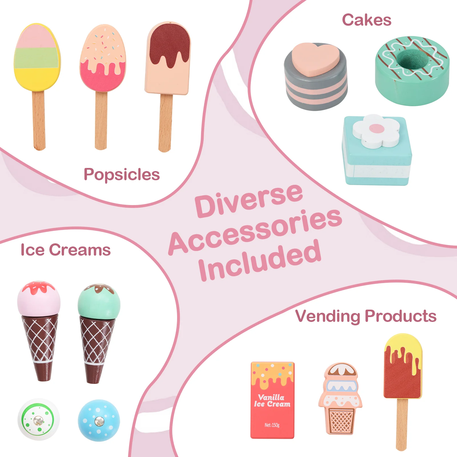 HONEY JOY Kids Ice Cream Cart, Ice Cream Truck Pretend Play Set with Vending Machine & Ice Cream Maker Toys - Image 7