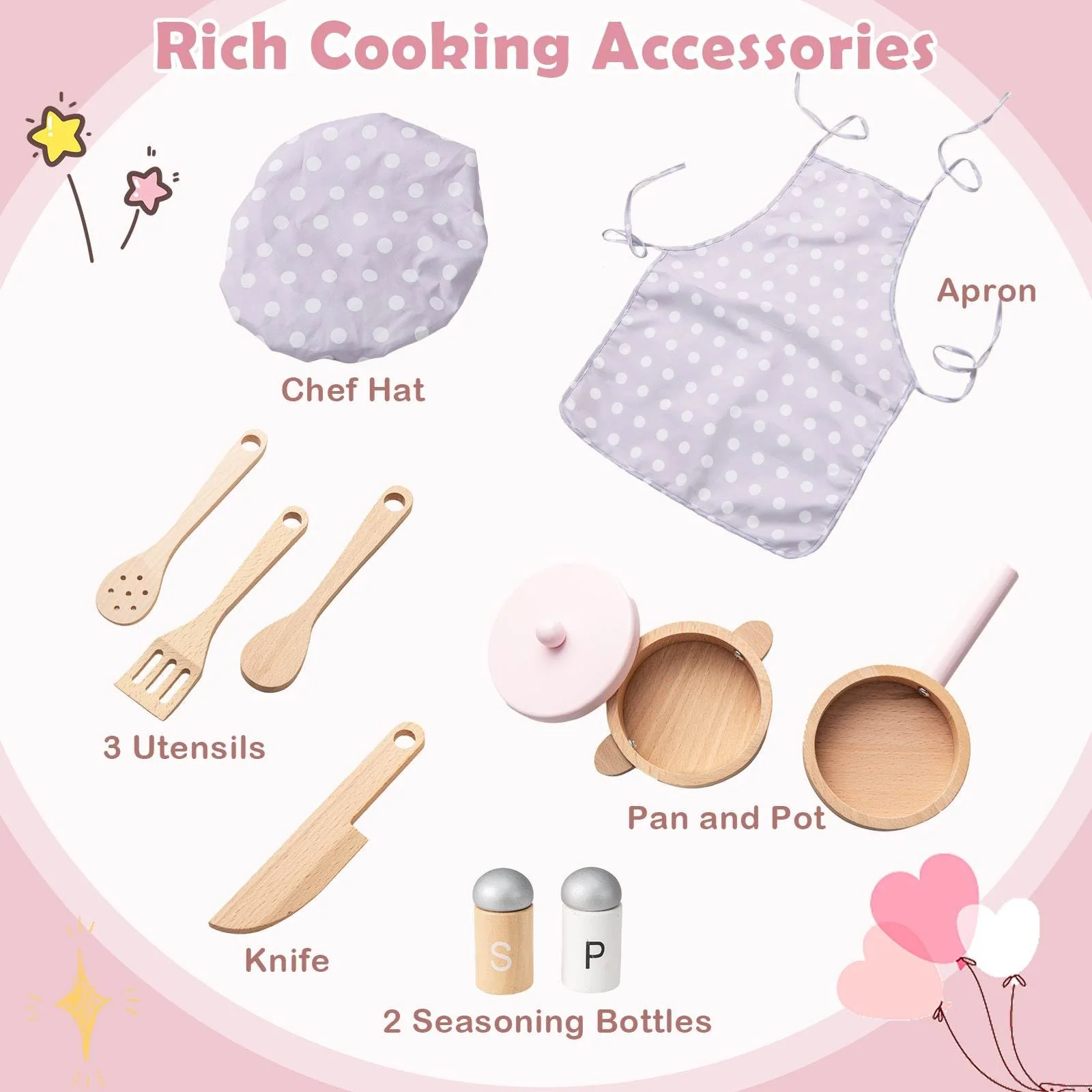 HONEY JOY Kids Kitchen Playset, Toddler Pretend Play Kitchen with Light up Stove & Cooking Sounds - Image 9