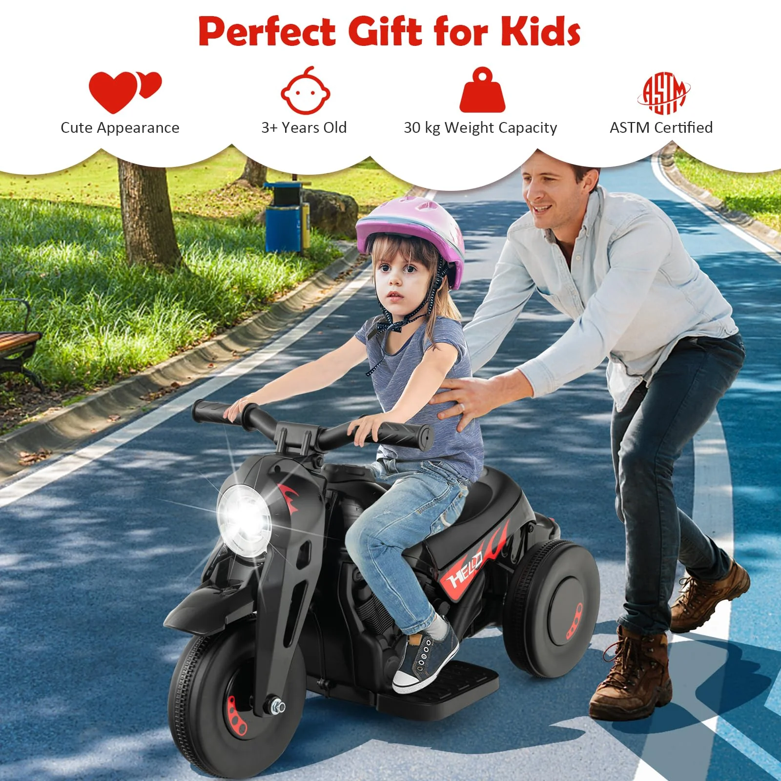 HONEY JOY Kids Motorcycle 6V Battery Powered Ride on Motorbike with Bubble Maker - Image 3