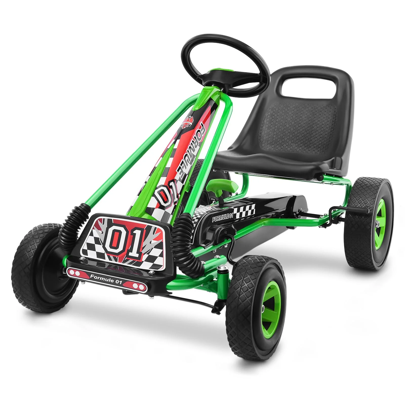 HONEY JOY Kids Pedal Go Kart, 4 Wheel Pedal Powered Ride On Toys - Image 8