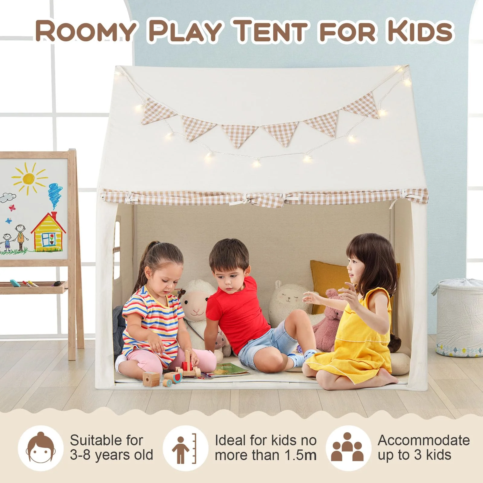 HONEY JOY Kids Play Tent, Large Playhouse - Image 2