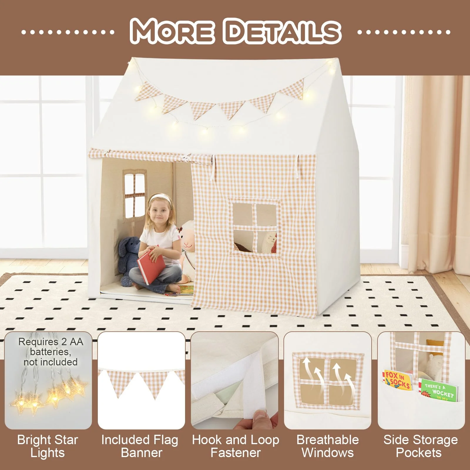 HONEY JOY Kids Play Tent, Large Playhouse - Image 7