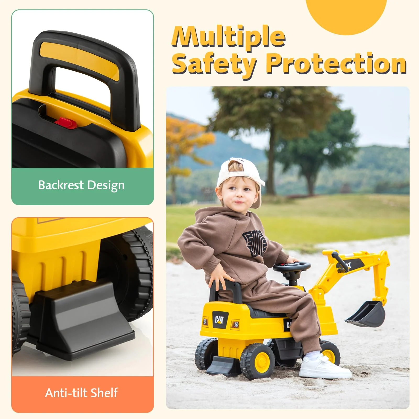 HONEY JOY Kid's Rid-On Digger, Functional Excavator Toy - Image 4