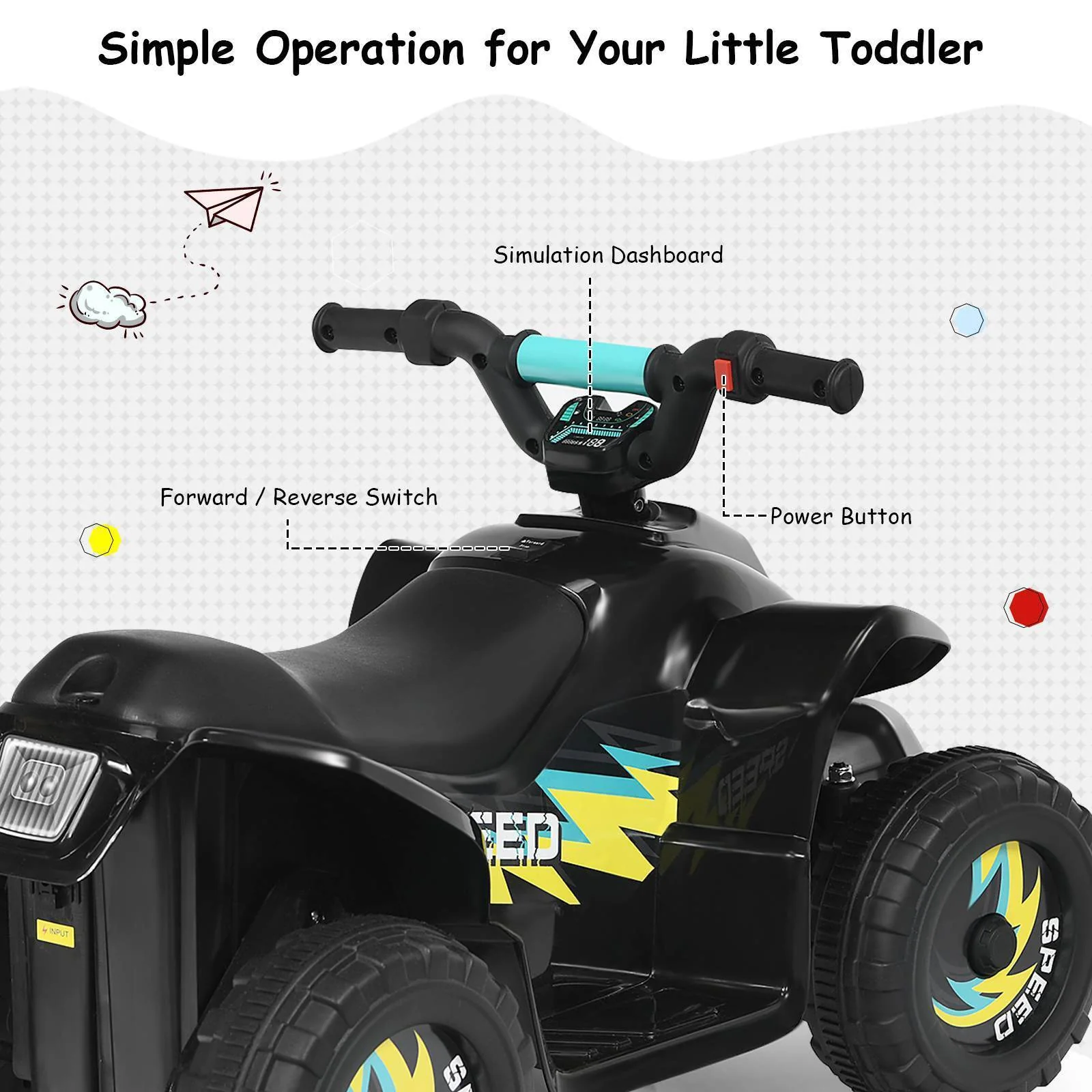 HONEY JOY Kids Ride on ATV Toy Quad Car Motorized Vehicle Electric Car 3-8 Years - Image 6