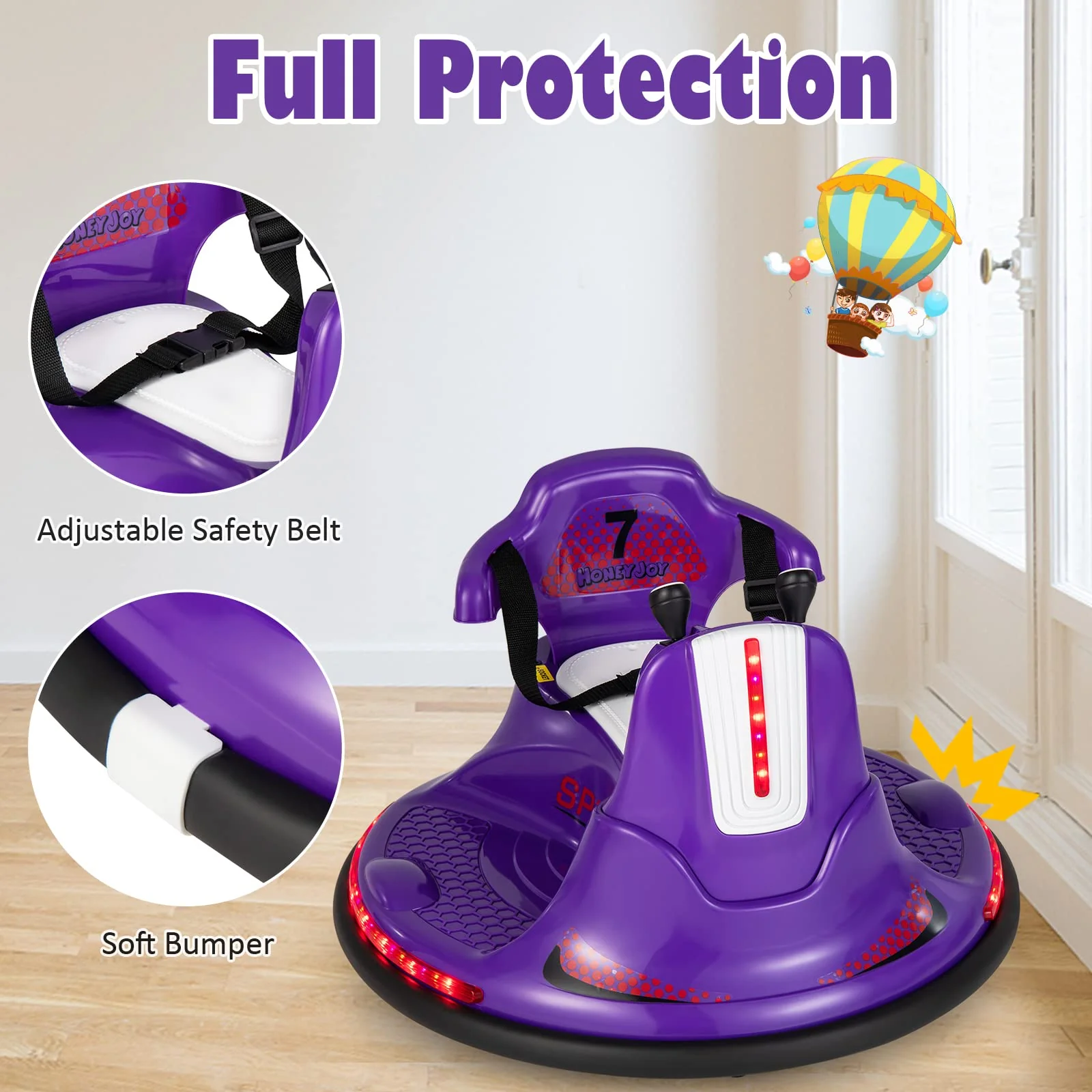 HONEY JOY Kids Ride On Bumper Car, 6V Battery Powered Electric Car - Image 3