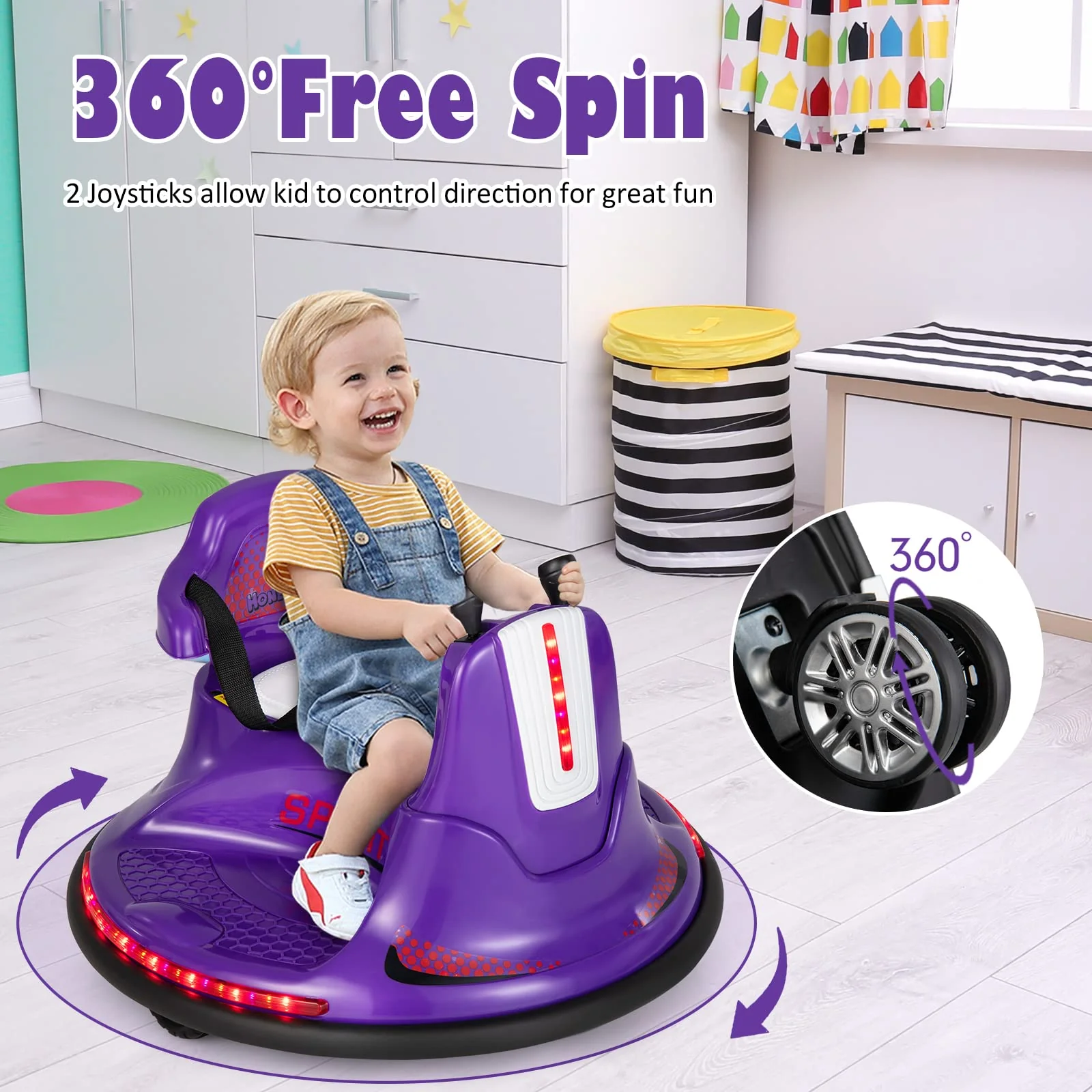 HONEY JOY Kids Ride On Bumper Car, 6V Battery Powered Electric Car - Image 4