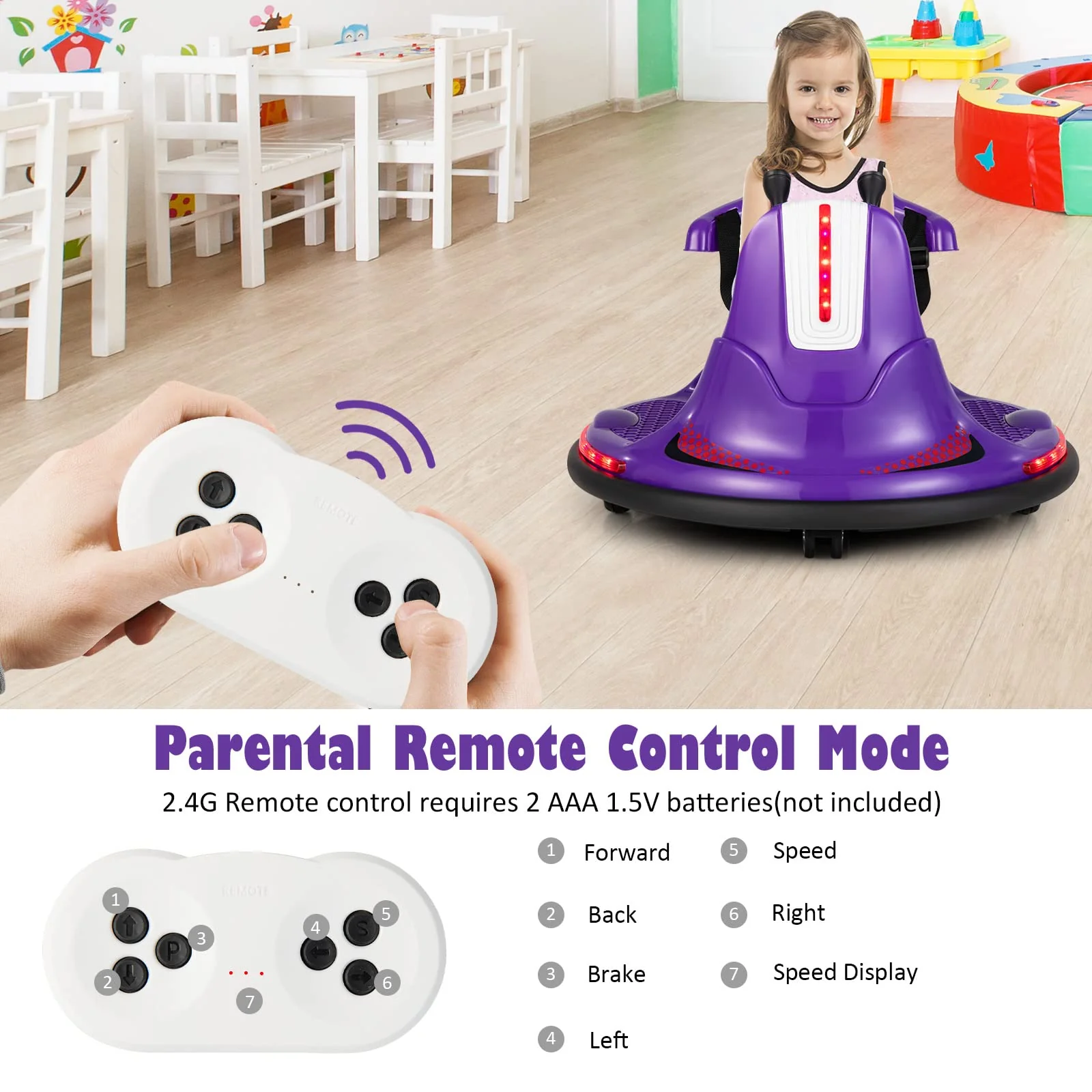 HONEY JOY Kids Ride On Bumper Car, 6V Battery Powered Electric Car - Image 5